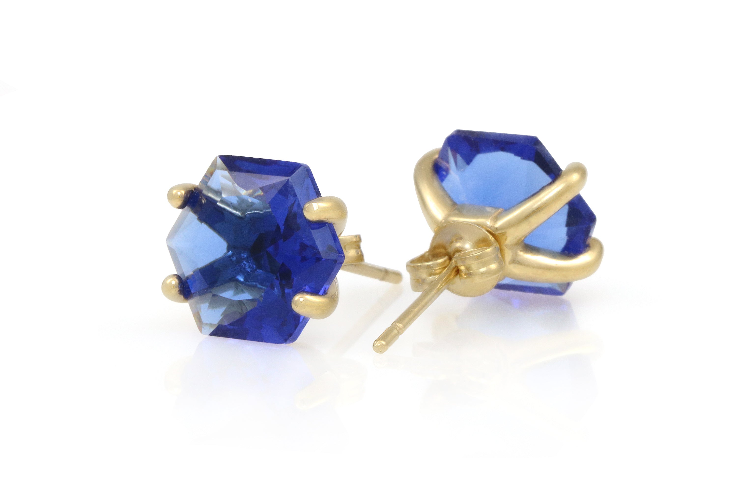 Elegant Blue Sapphire Earrings in Gold Earrings Anemone Unique