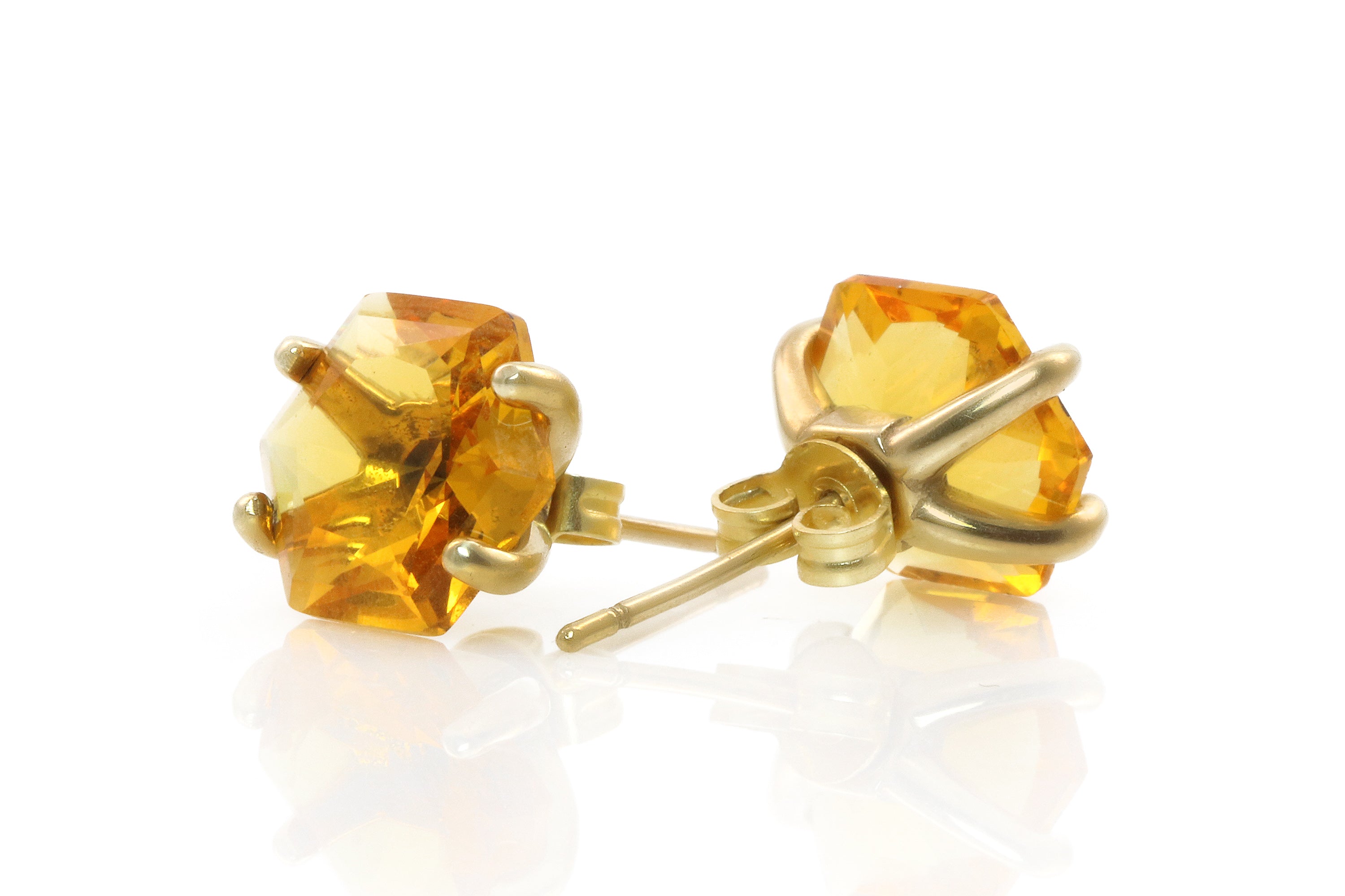Handmade Citrine Stud Gold Earrings Earrings Anemone Unique