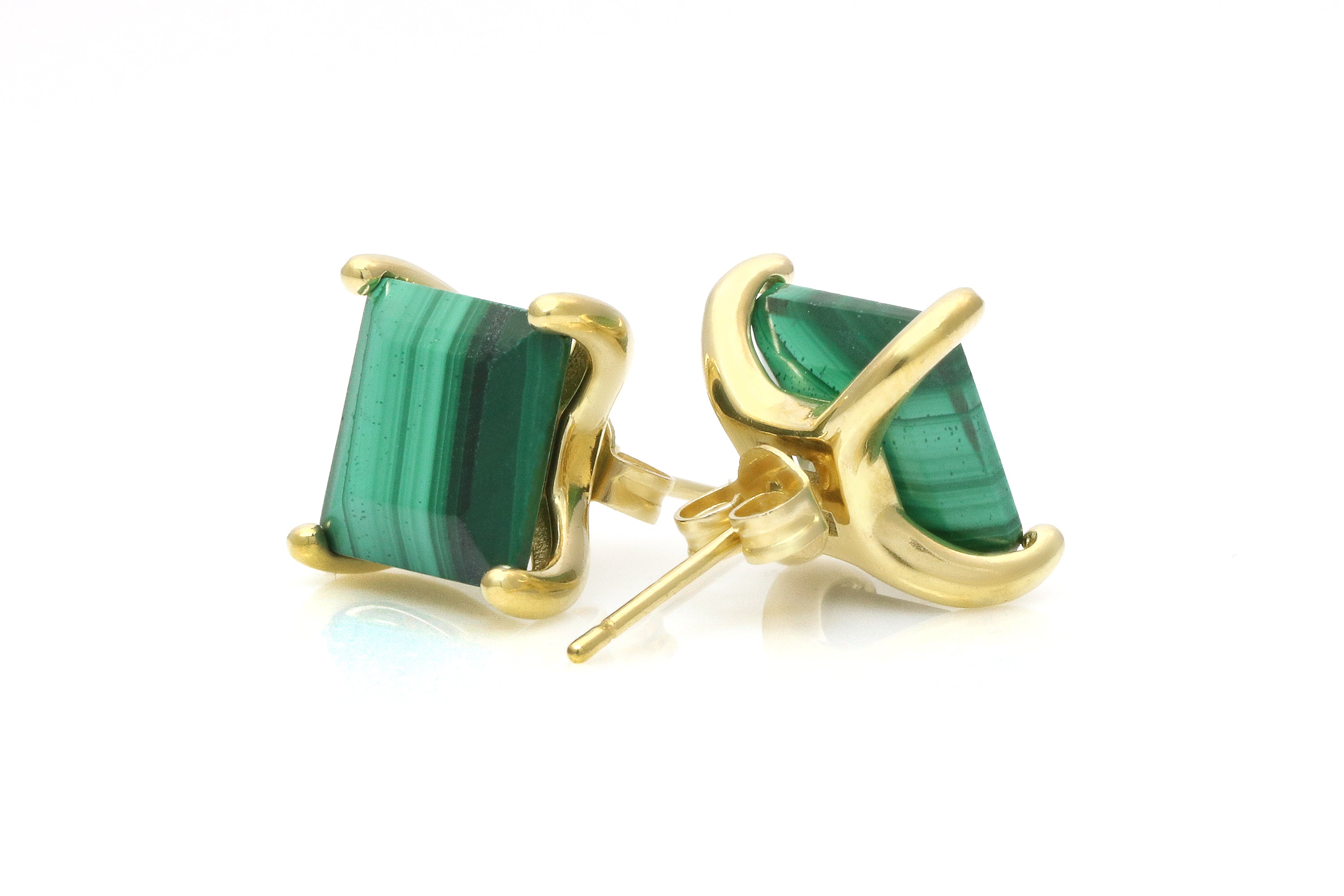 Vibrant Malachite Earrings in Gold Earrings Anemone Unique