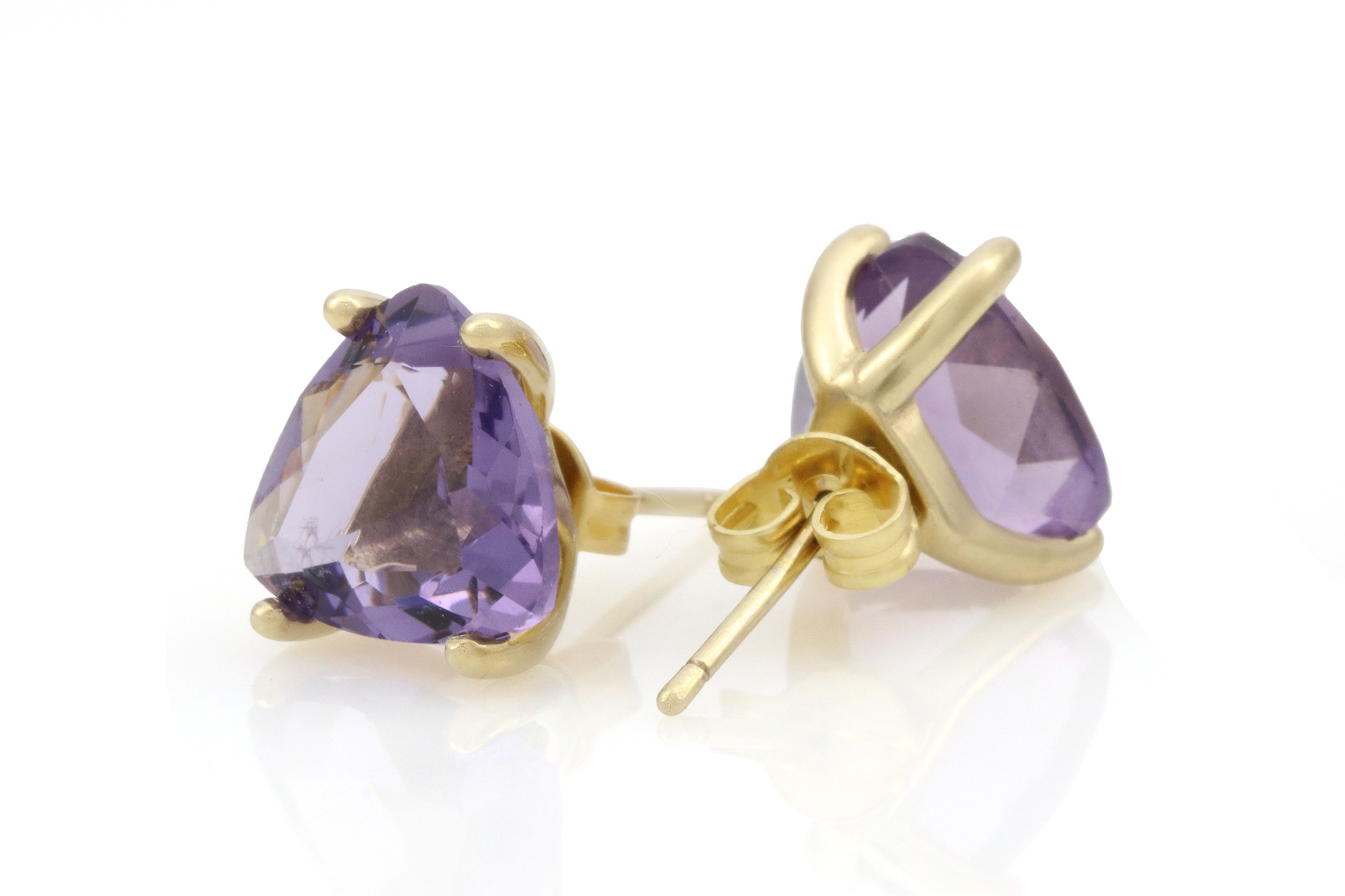 Gold Filled Purple Amethyst Trillion Earrings Earrings Anemone Unique