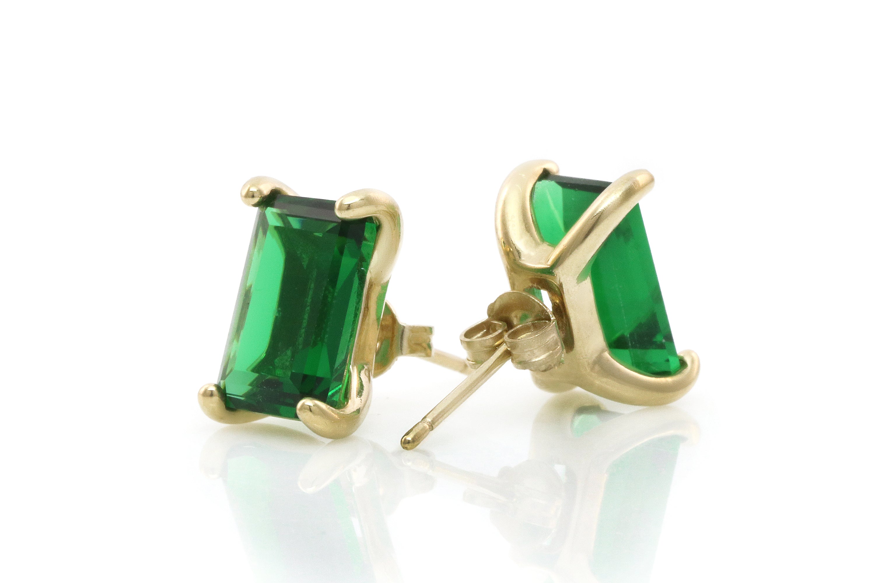Green Emerald Stud Earrings in Gold Earrings Anemone Unique