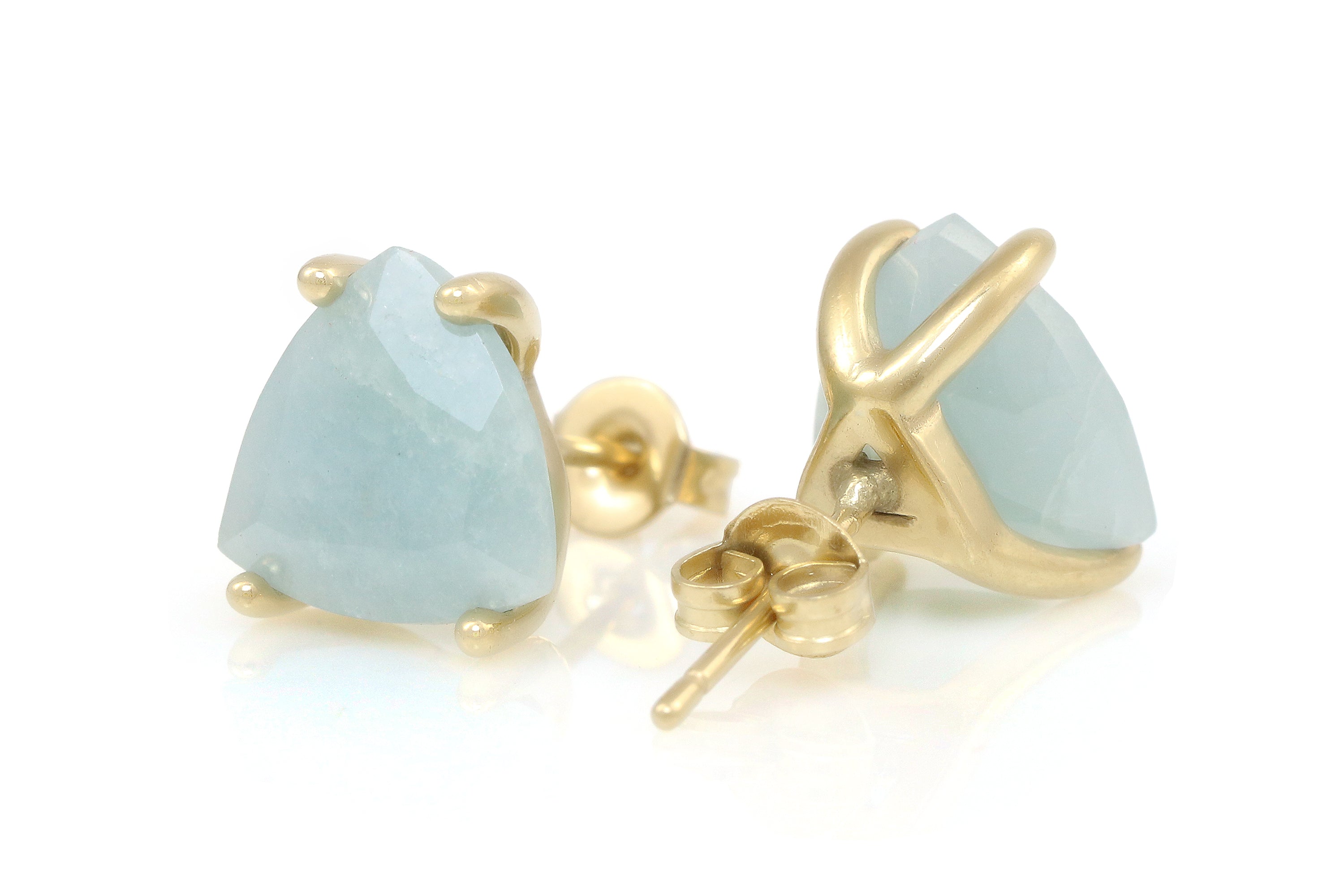 Chic Gold Aquamarine Stud Earrings Earrings Anemone Unique