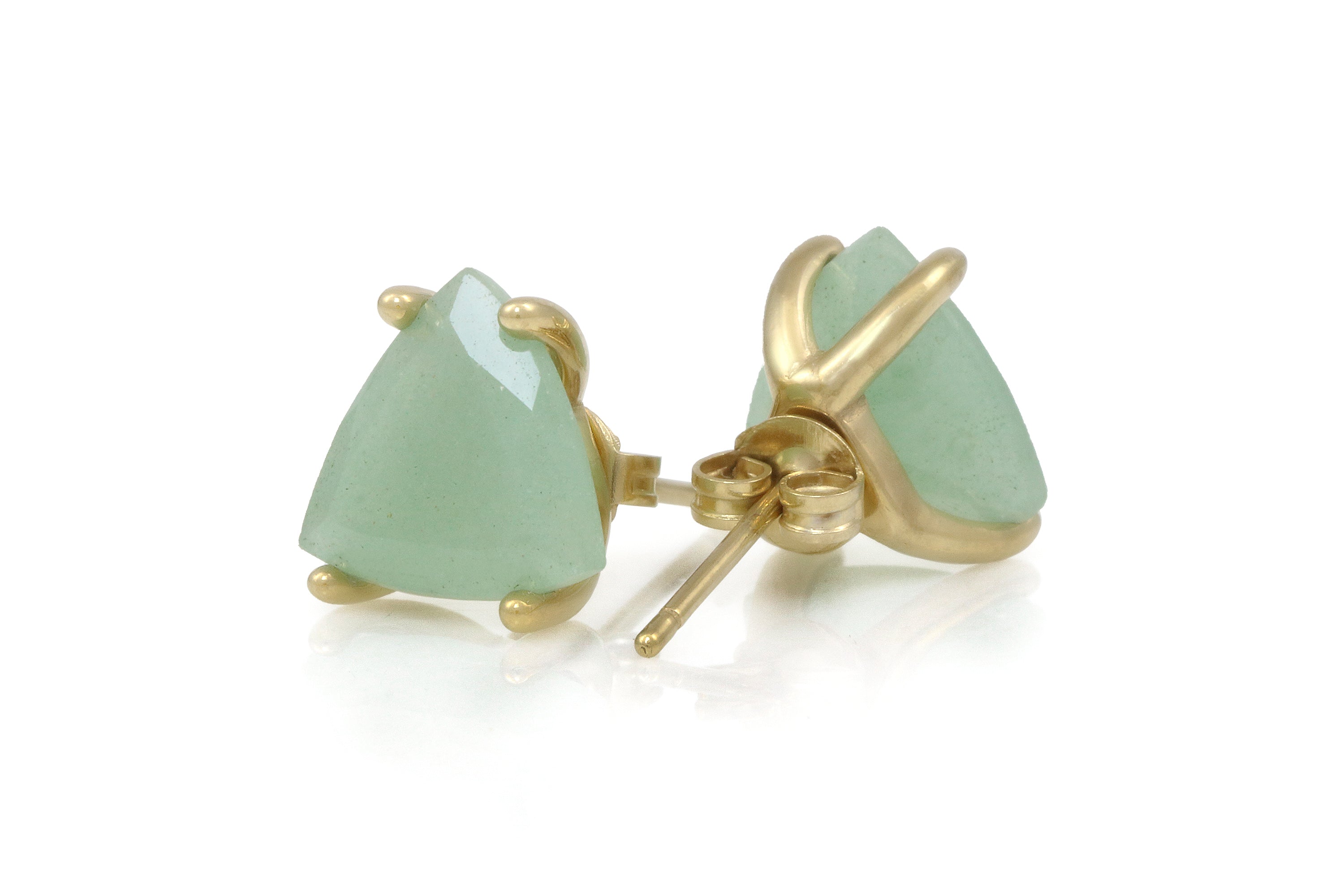 Trilliant Green Aventurine Gold Earrings Earrings Anemone Unique