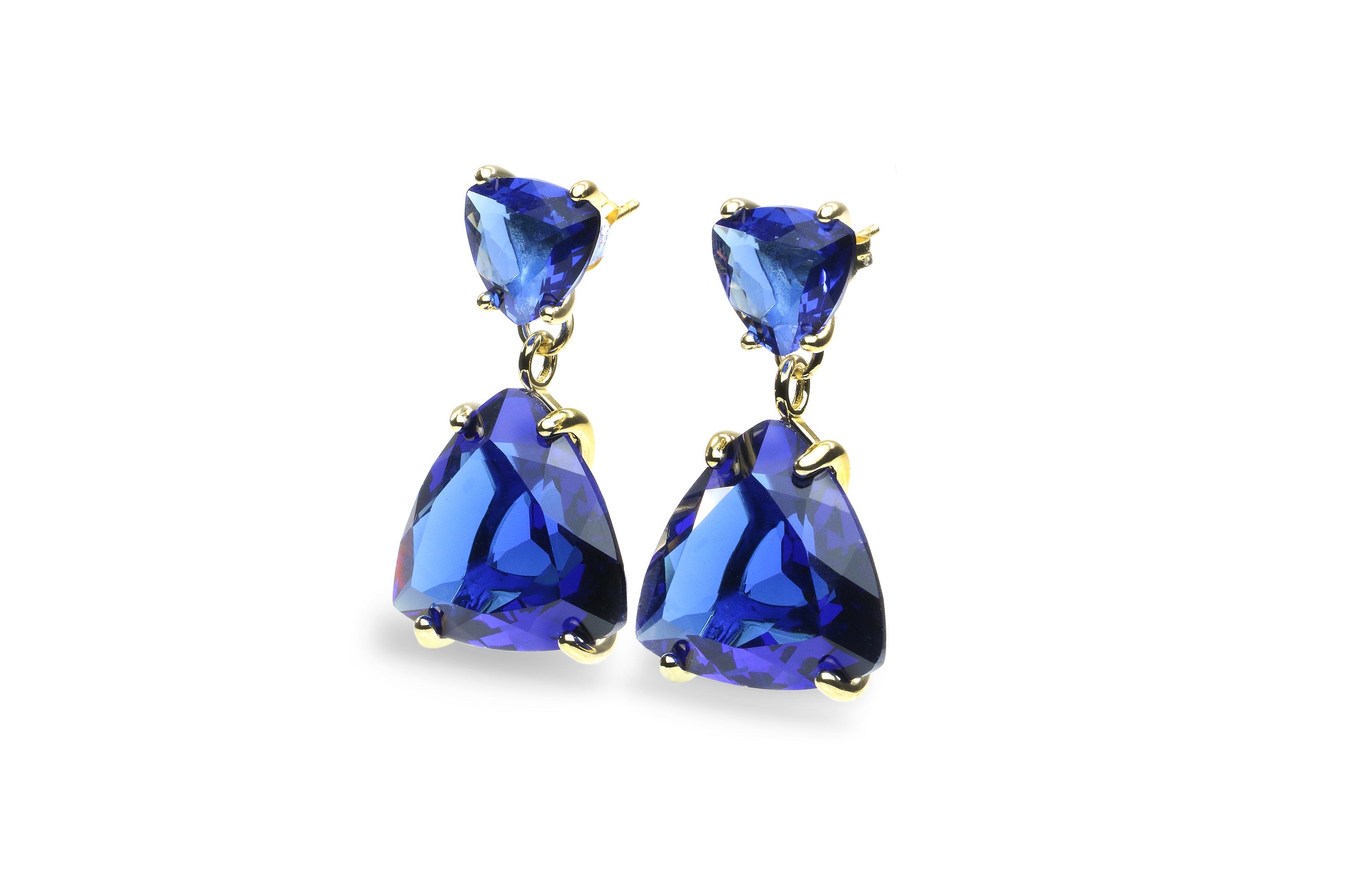 Vibrant Sapphire Earrings in 14k Gold Earrings Anemone Jewelry