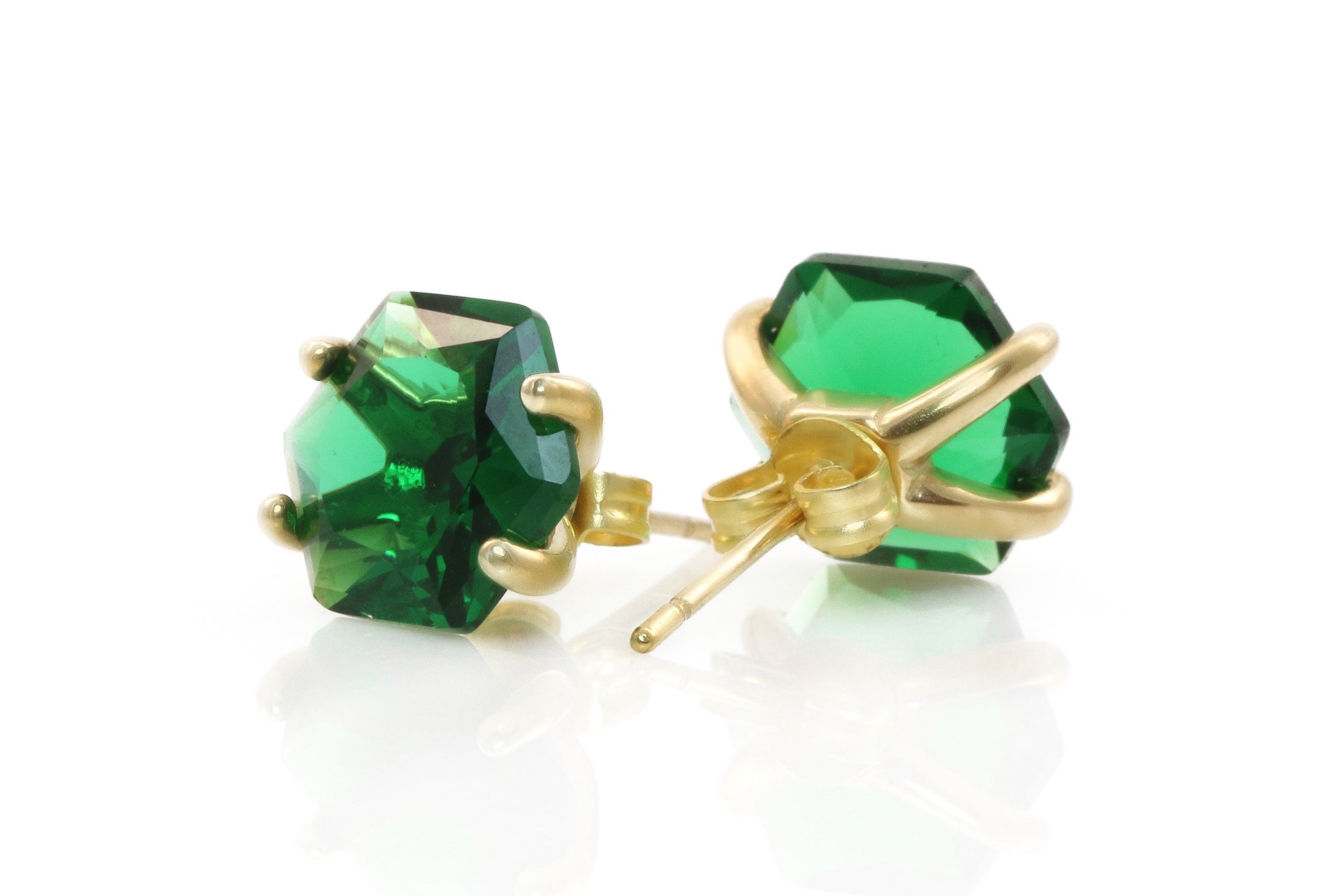 Green Emerald Silver Stud Earrings Earrings Anemone Unique