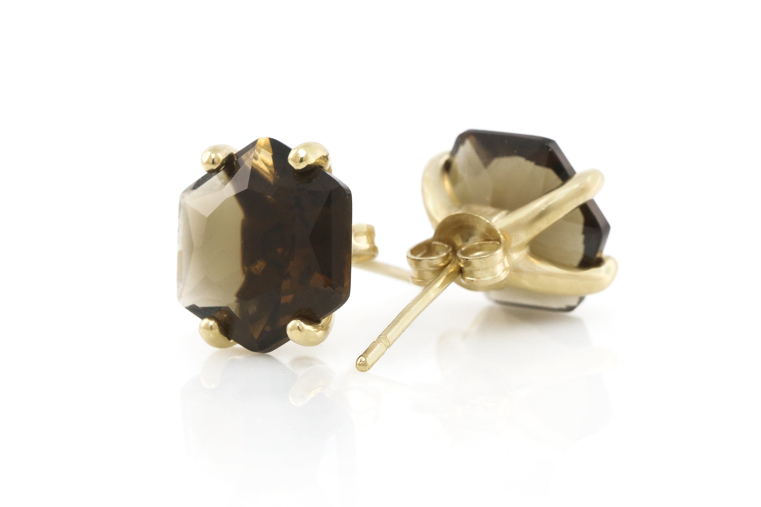 Classic Smoky Quartz Gold Stud Earrings Earrings Anemone Unique