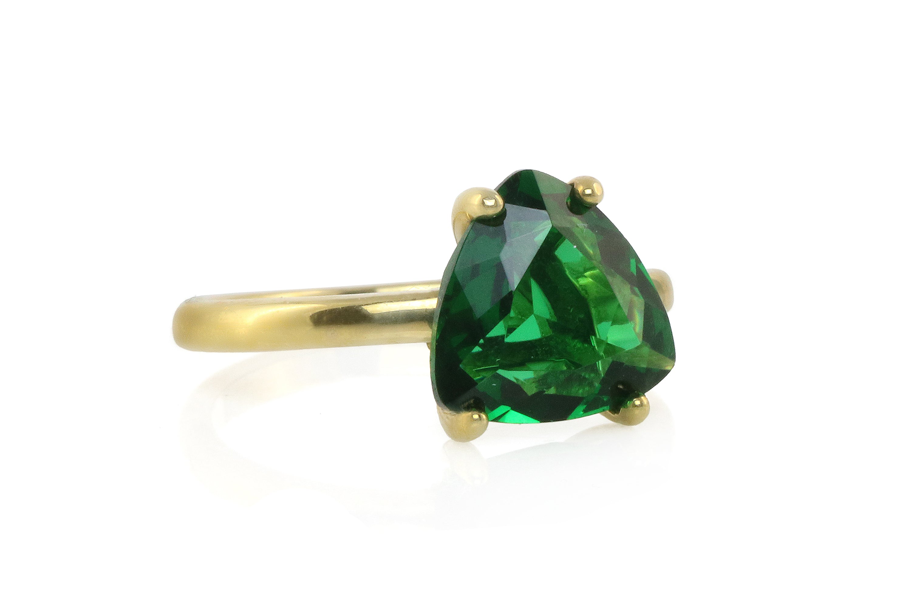 Vibrant Solitaire Emerald Ring in Gold Rings Anemone Unique