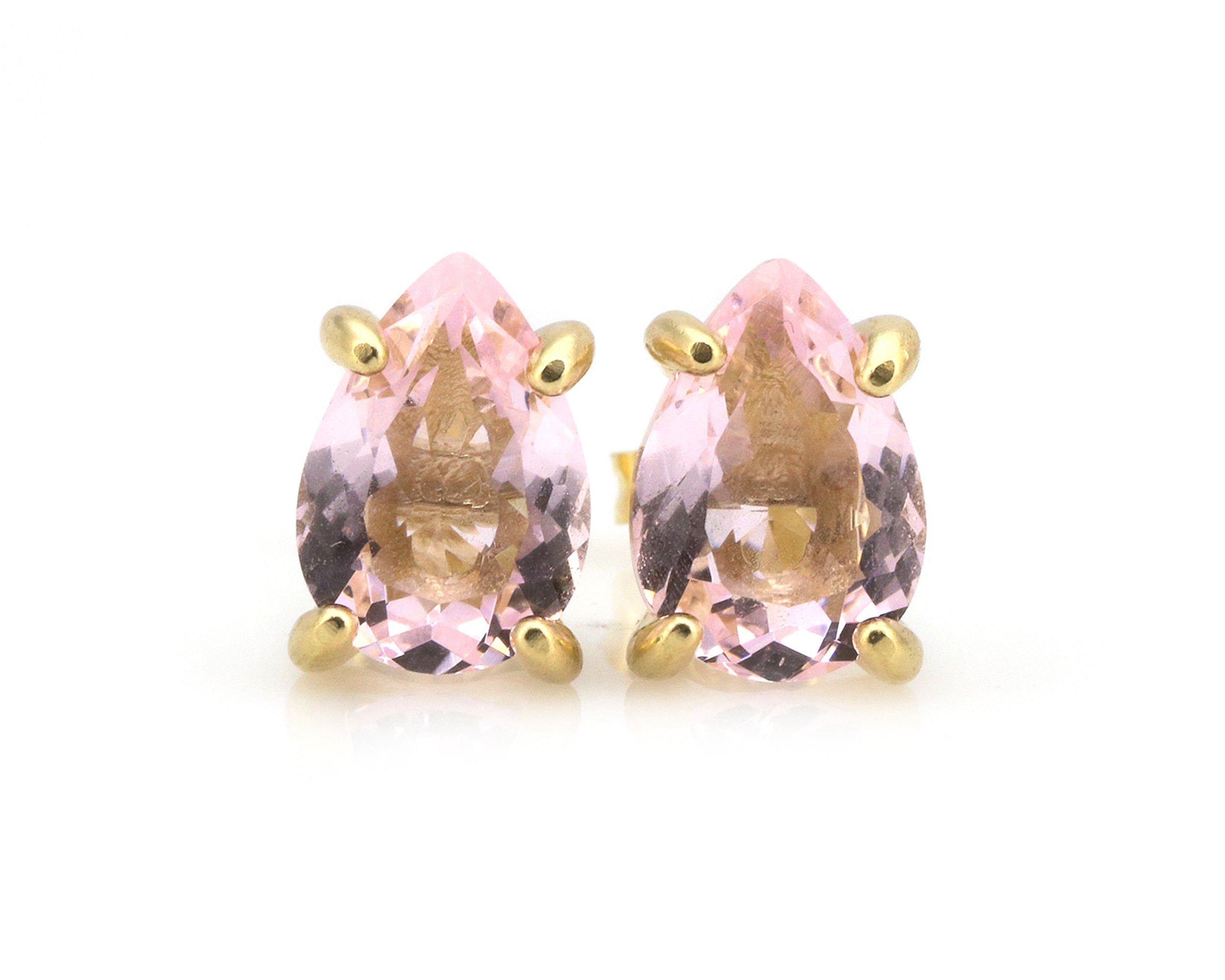 Rose Quartz Handmade Gold Earrings Studs Earrings Anemone Unique