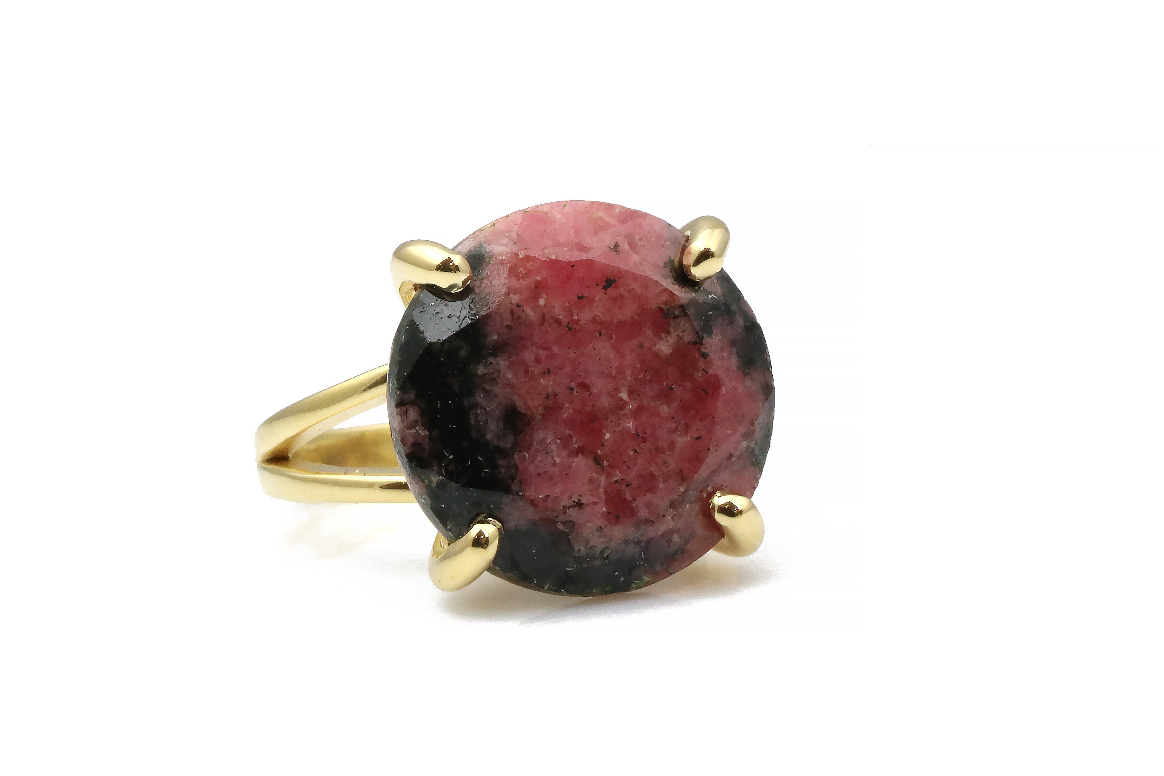 Round Rhodonite Ring in 14k Rose Gold-filled Band Rings Anemone Jewelry