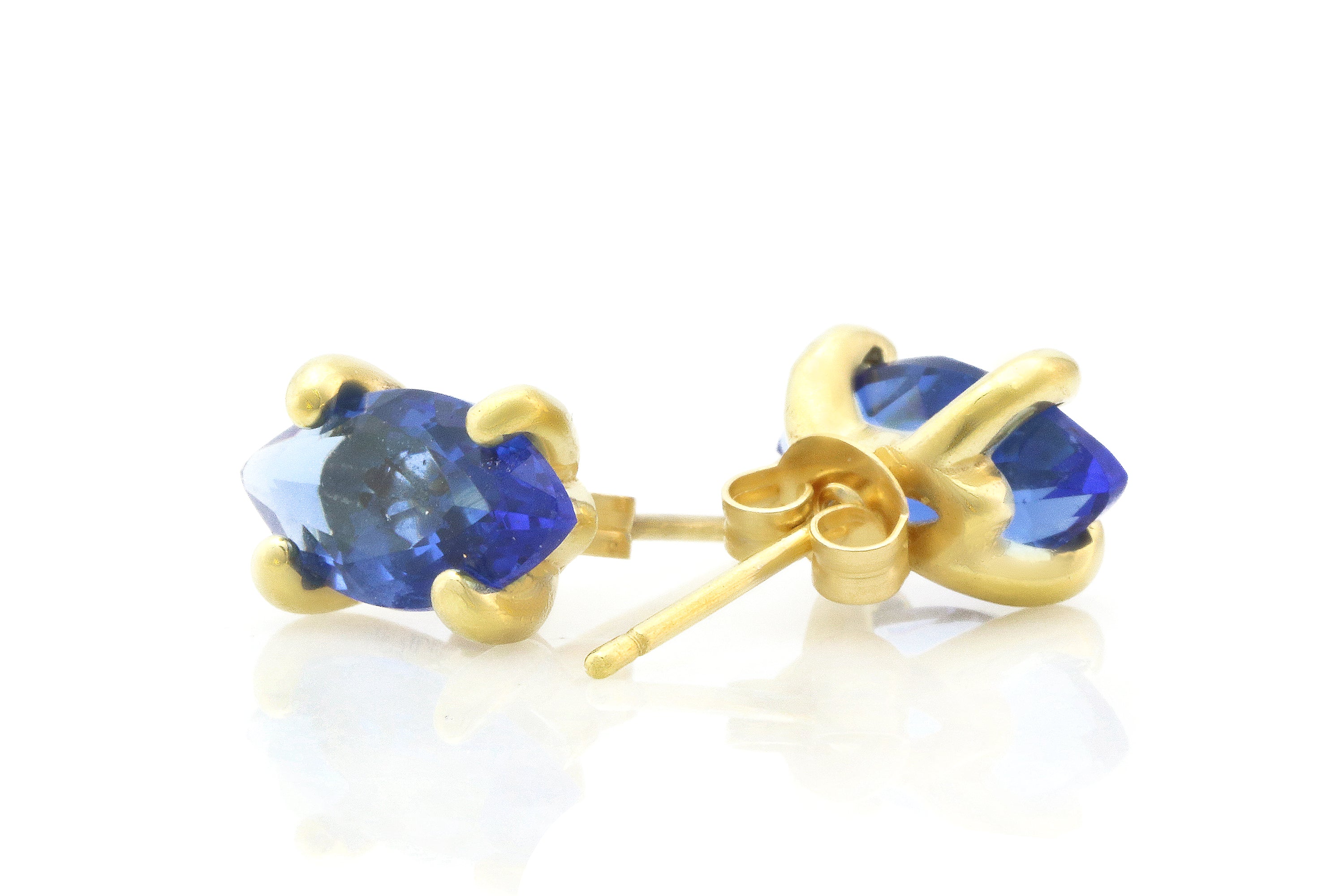 Sleek Marquise Sapphire Earrings in Gold Earrings Anemone Unique