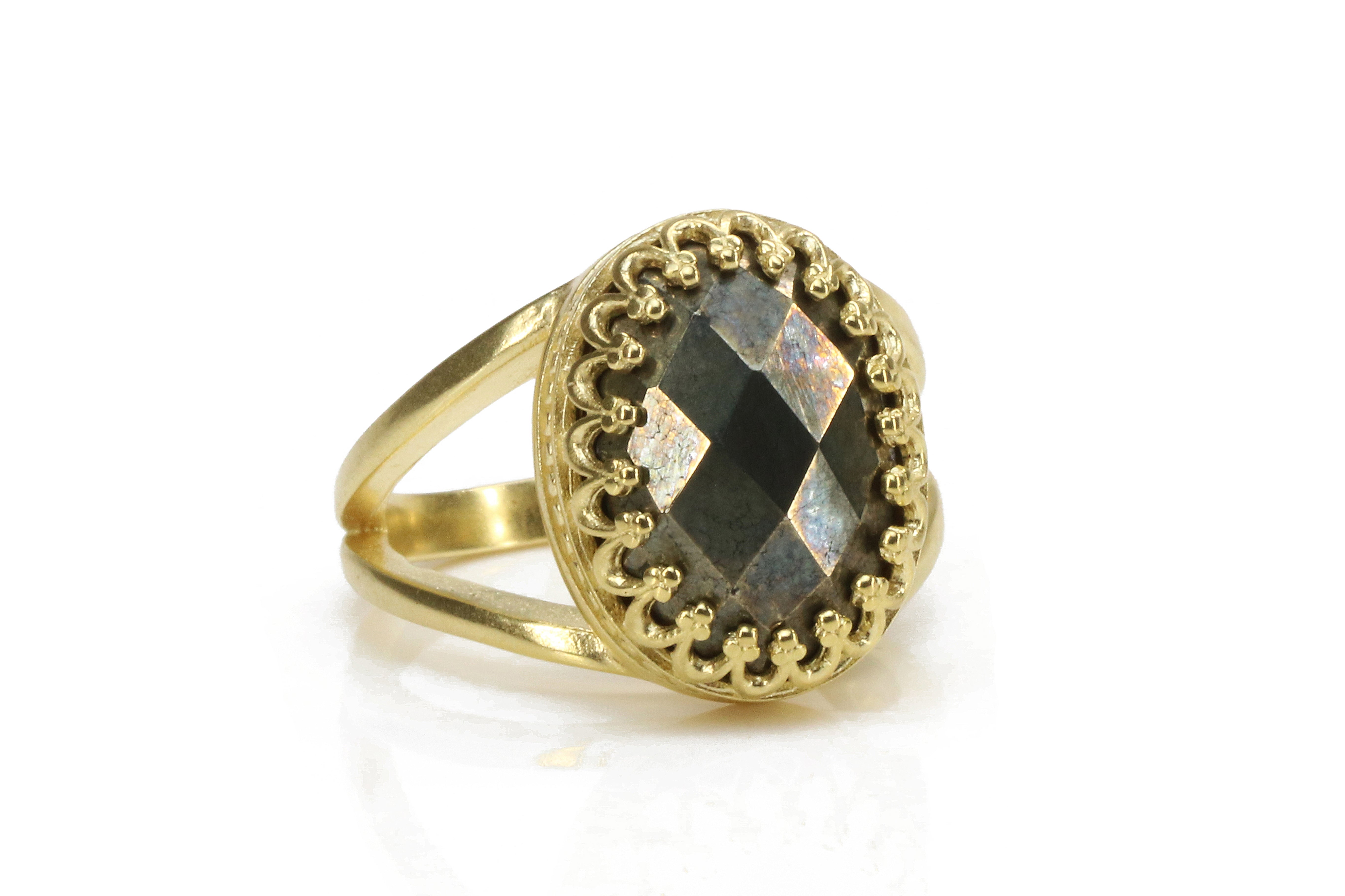 Fashionable Pyrite Gemstone Ring in 14k Gold Filled Rings Anemone Jewelry