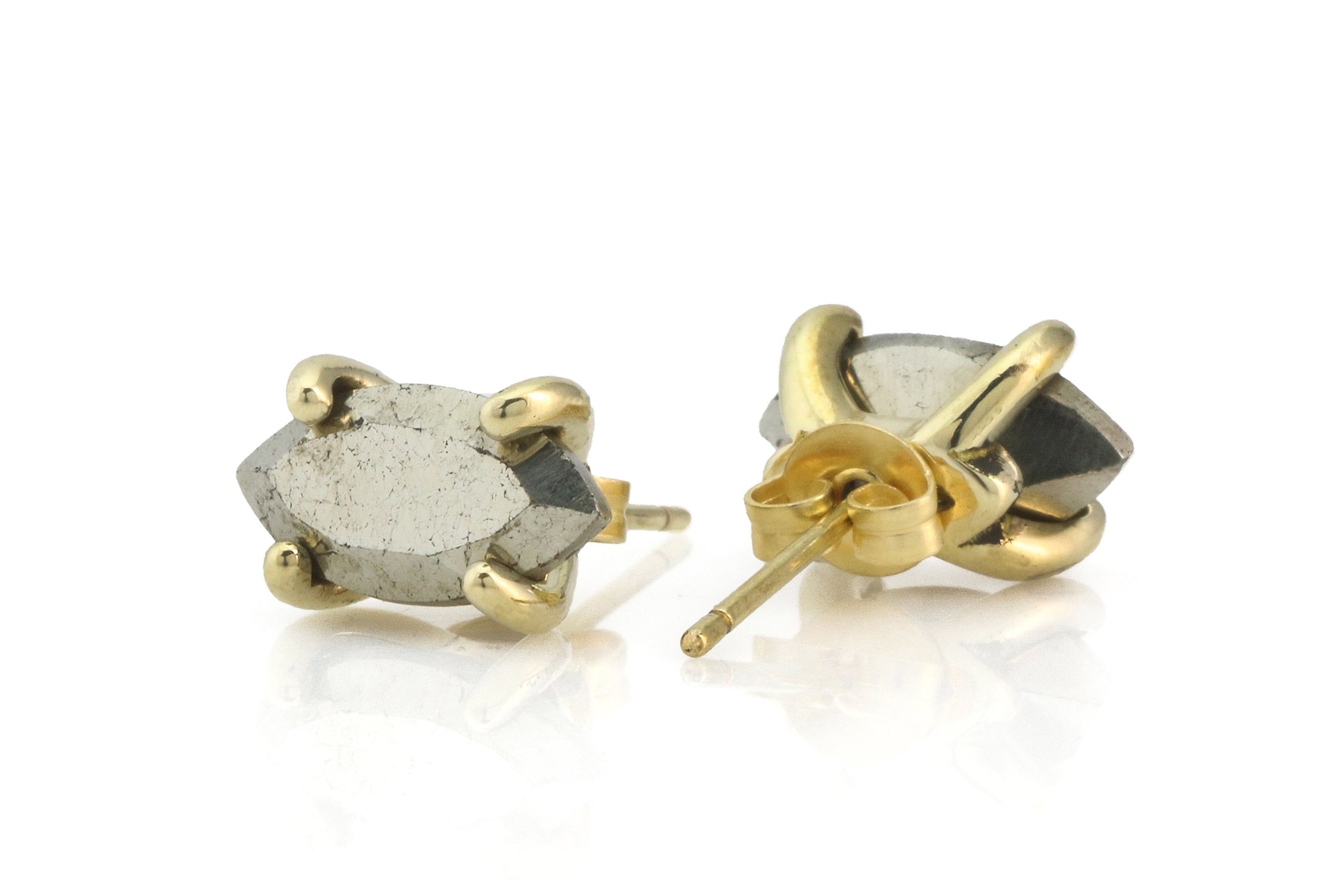 Marquise Iron Pyrite Sterling Silver Earrings Earrings Anemone Unique