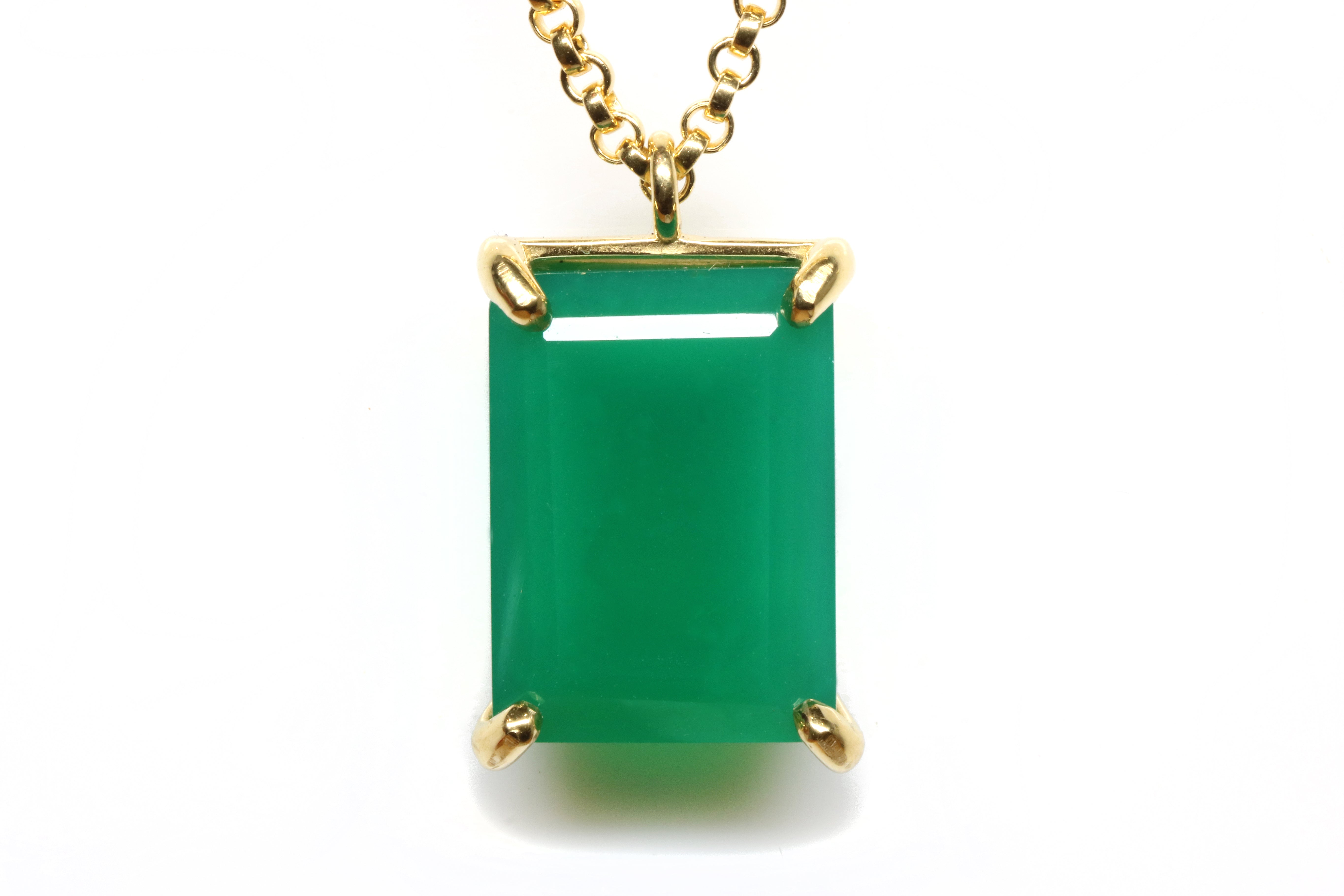 Rectangle Pendant Green Onyx Gold Necklace necklaces Anemone Jewelry