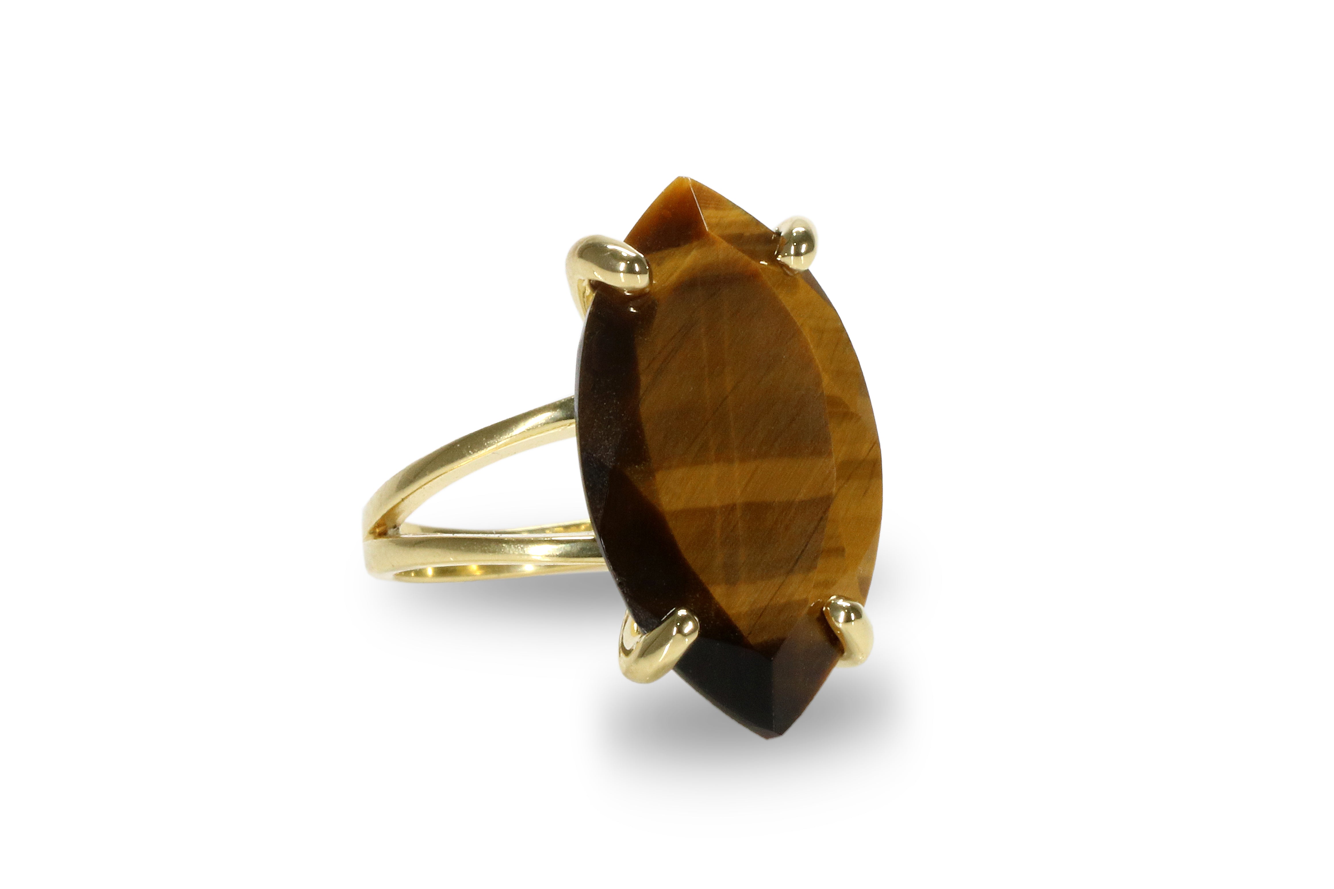14CT Tiger Eye in 14k Gold-filled Ring Band Rings Anemone Jewelry