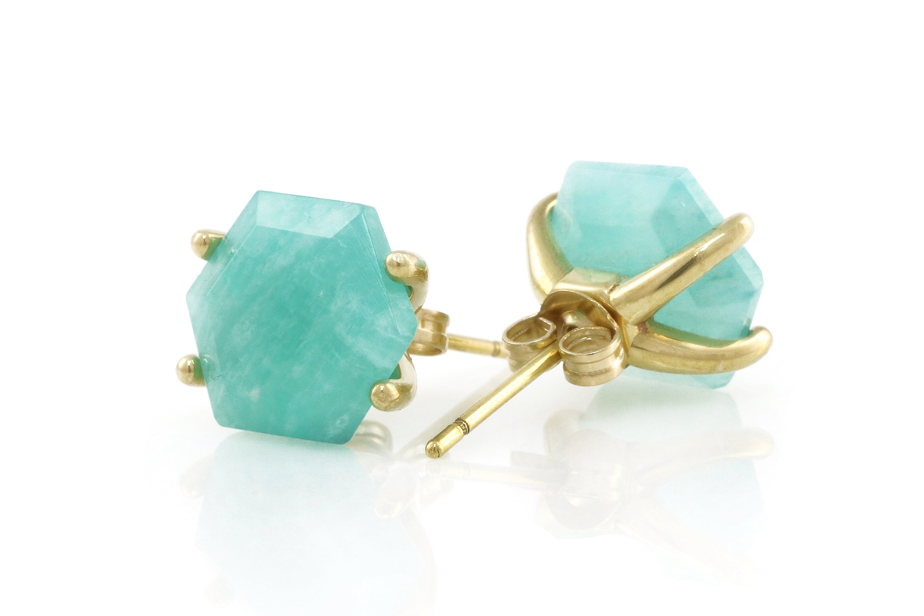 Gold Filled Hexagon Amazonite Earrings Earrings Anemone Unique