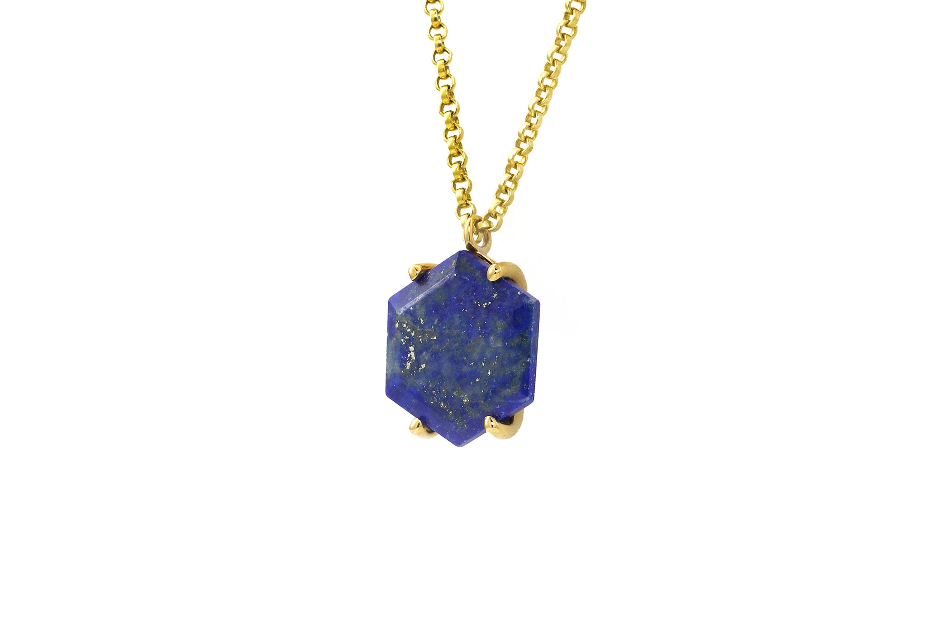 Dainty Natural Lapis Lazuli Necklace with CZ Round Pendant necklaces Anemone Jewelry