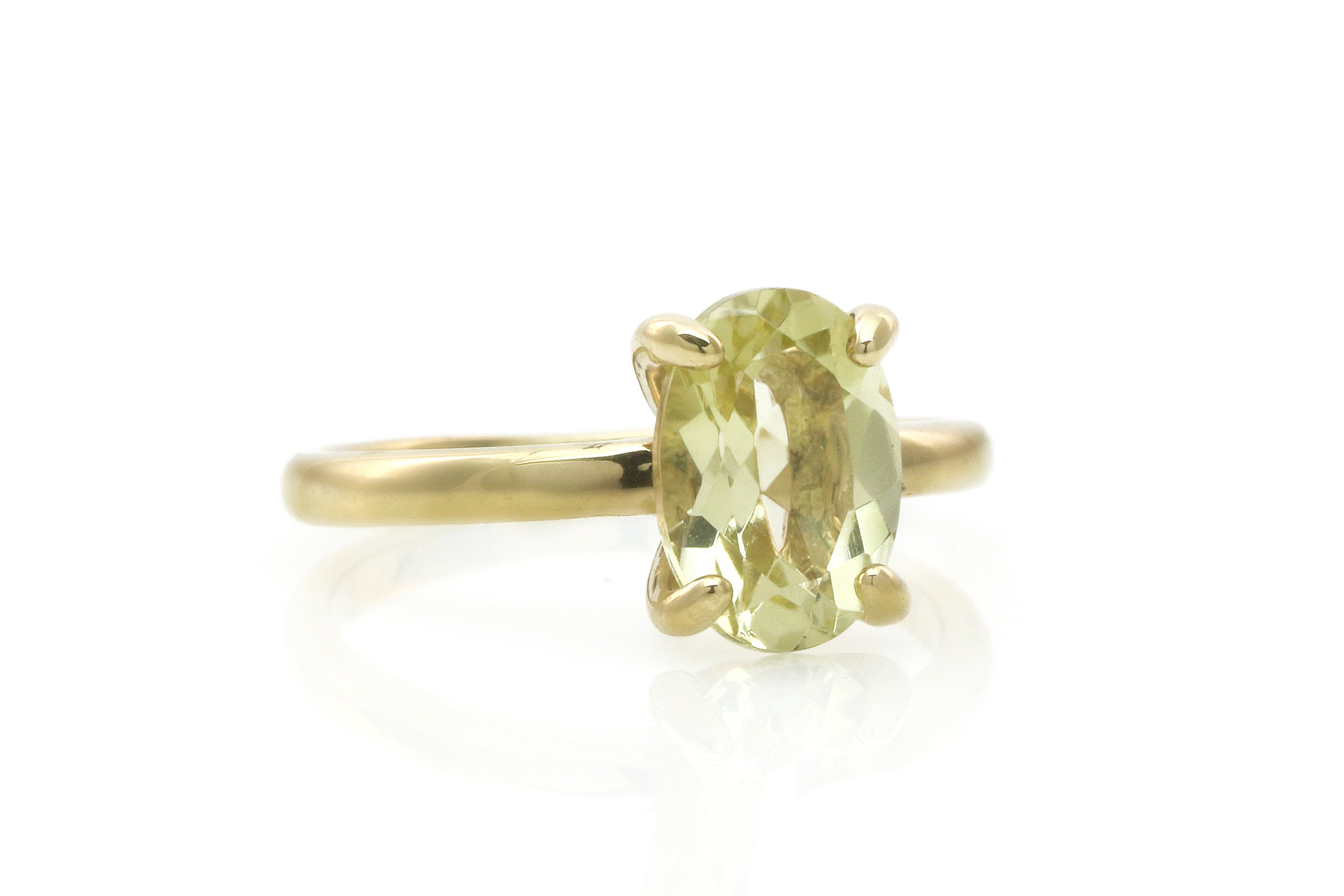 Shiny Oval Lemon Quartz Gold Ring Rings Anemone Unique