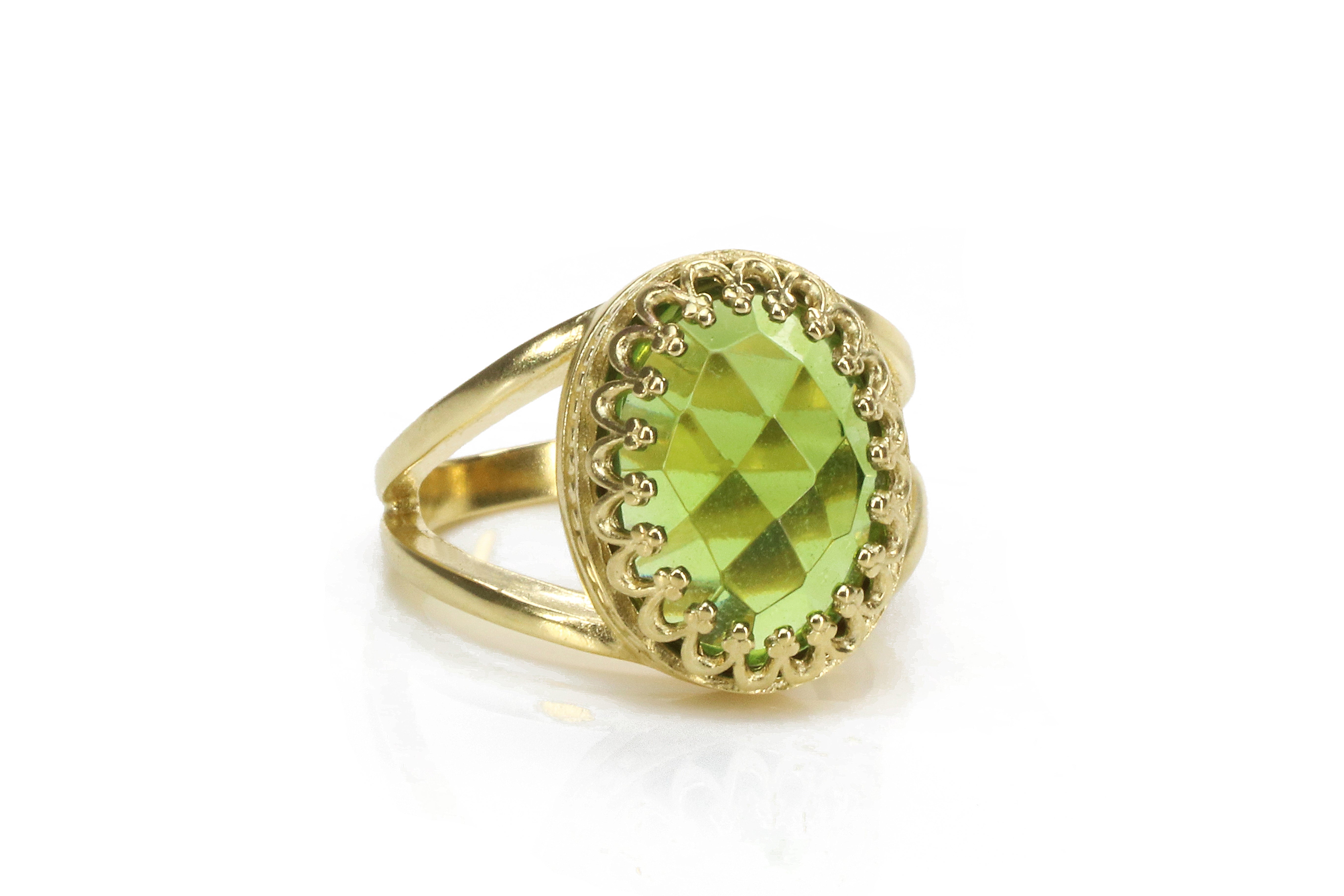 Peridot Ring with 14k Rose Gold-filled Band Rings Anemone Jewelry
