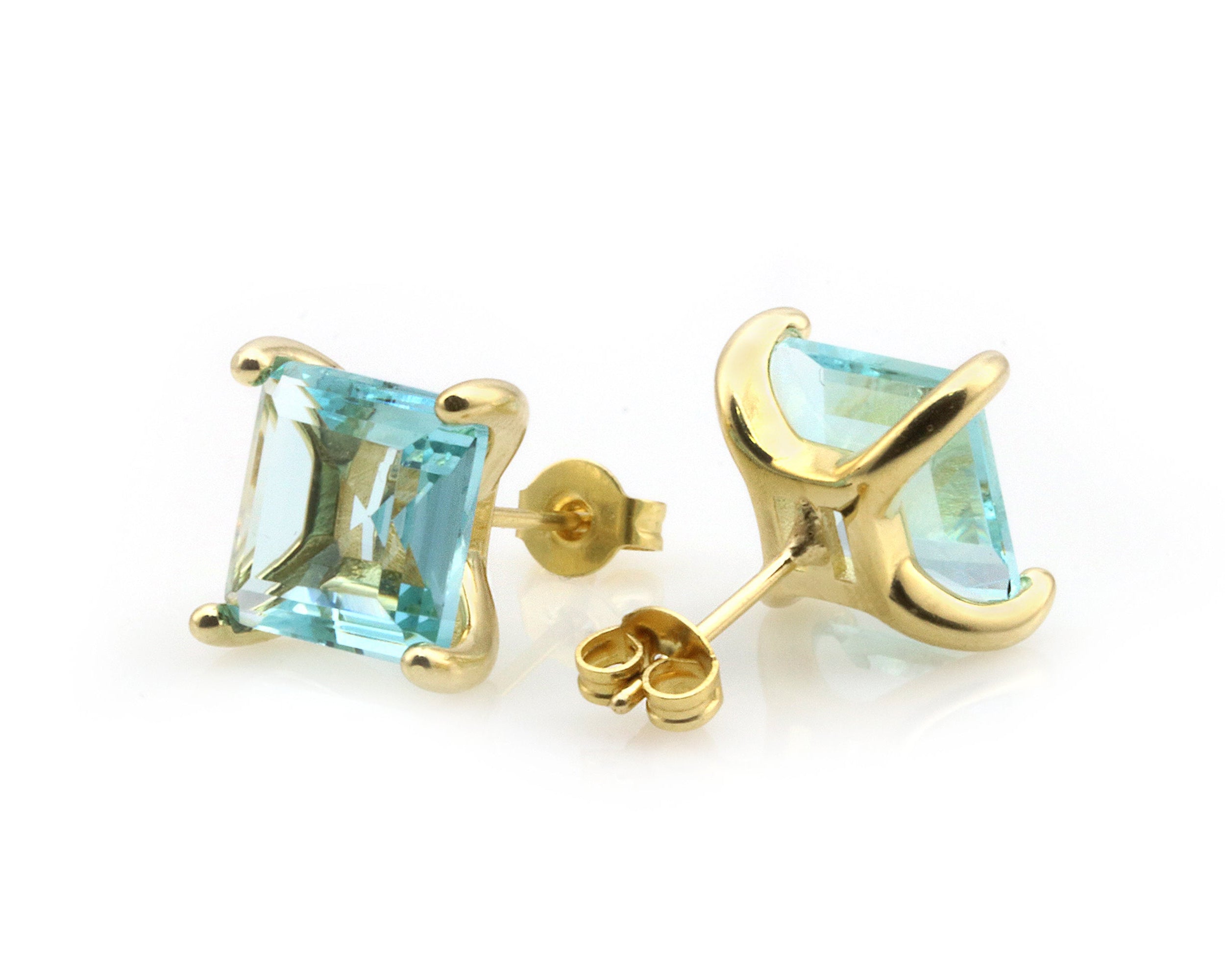 Delicate Blue Topaz Silver Earrings in Studs Earrings Anemone Unique