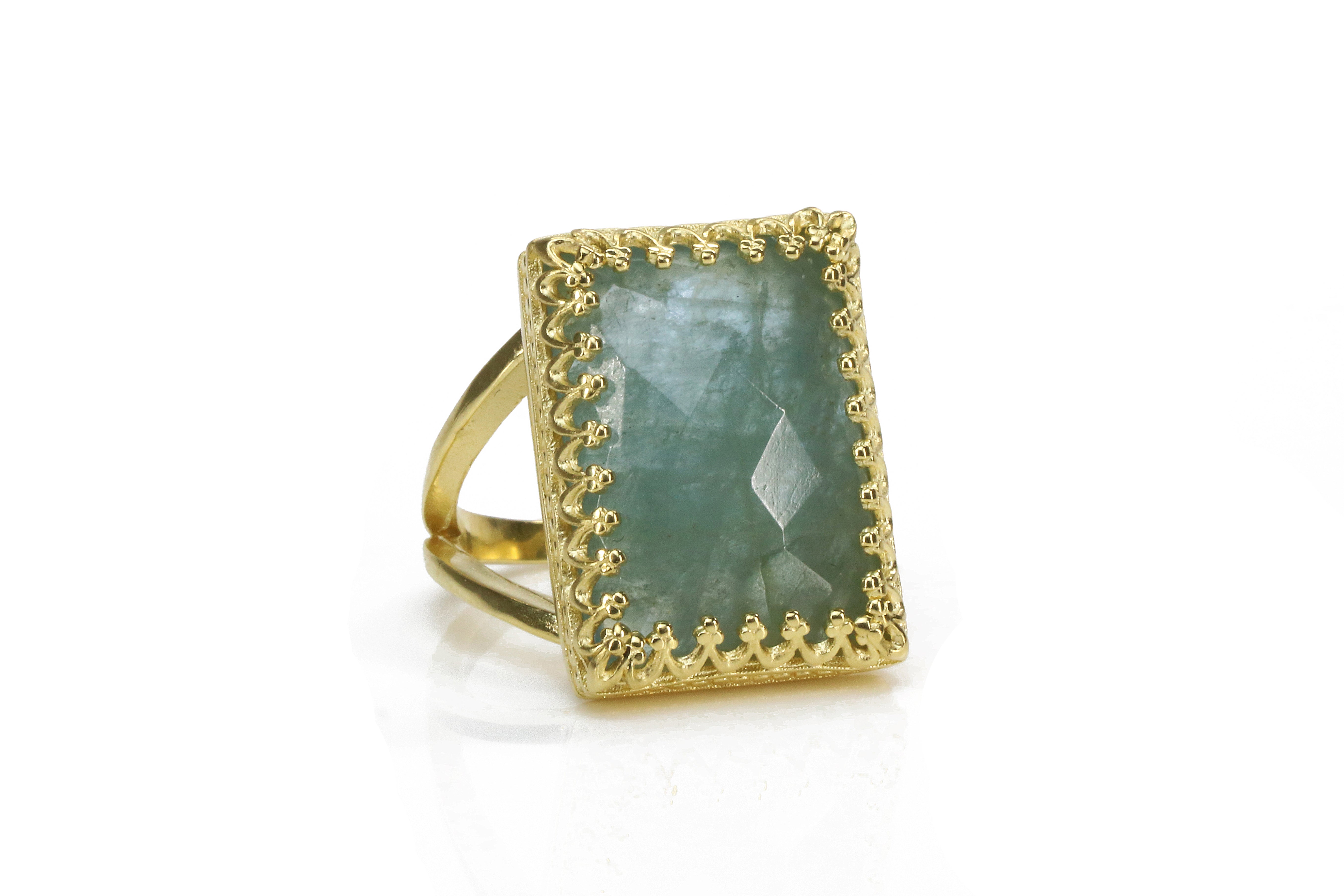 Rectangle 13x18mm Aquamarine Ring in 14k Gold Filled Rings Anemone Jewelry