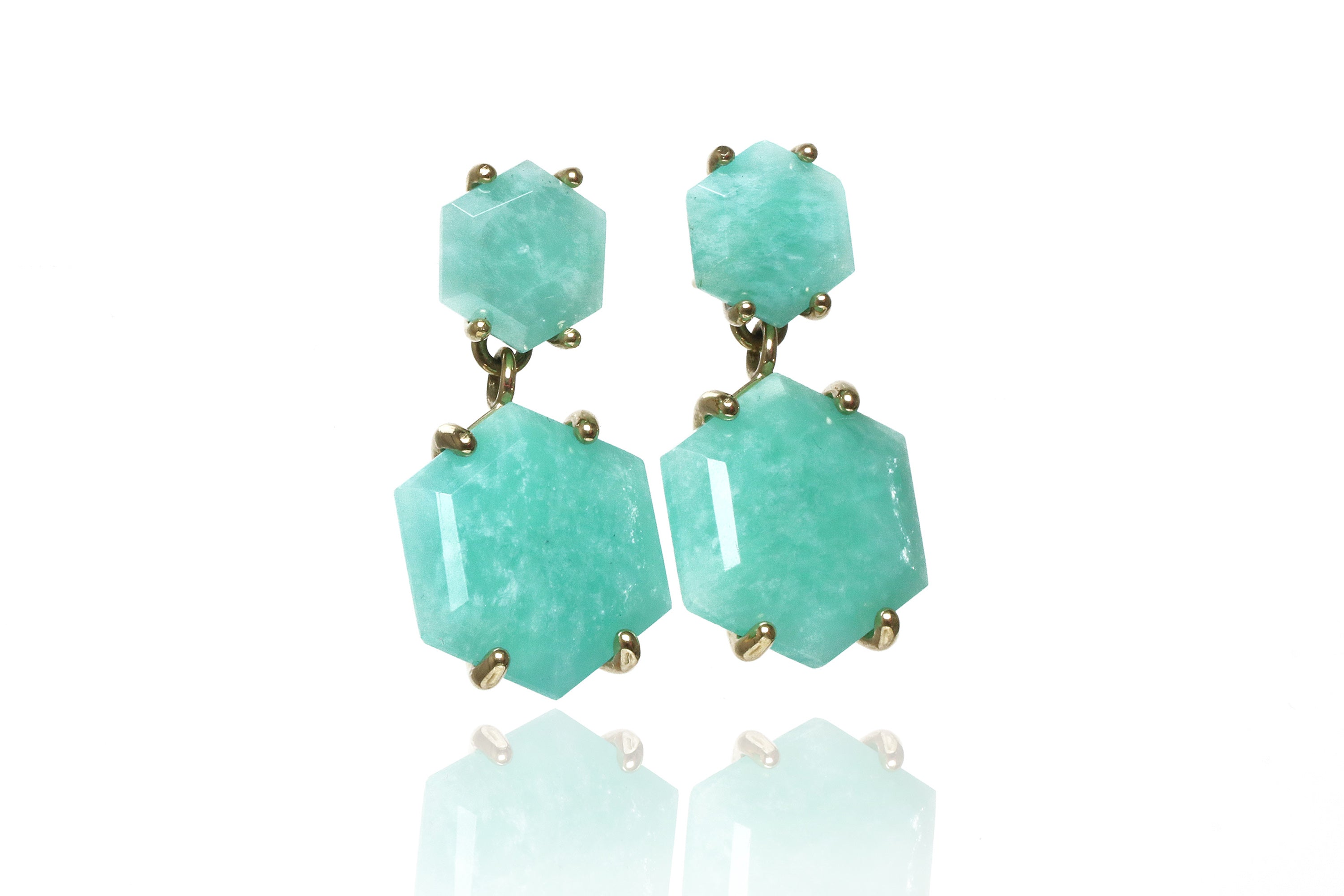 Artisan Amazonite Gold Earrings Earrings Anemone Jewelry
