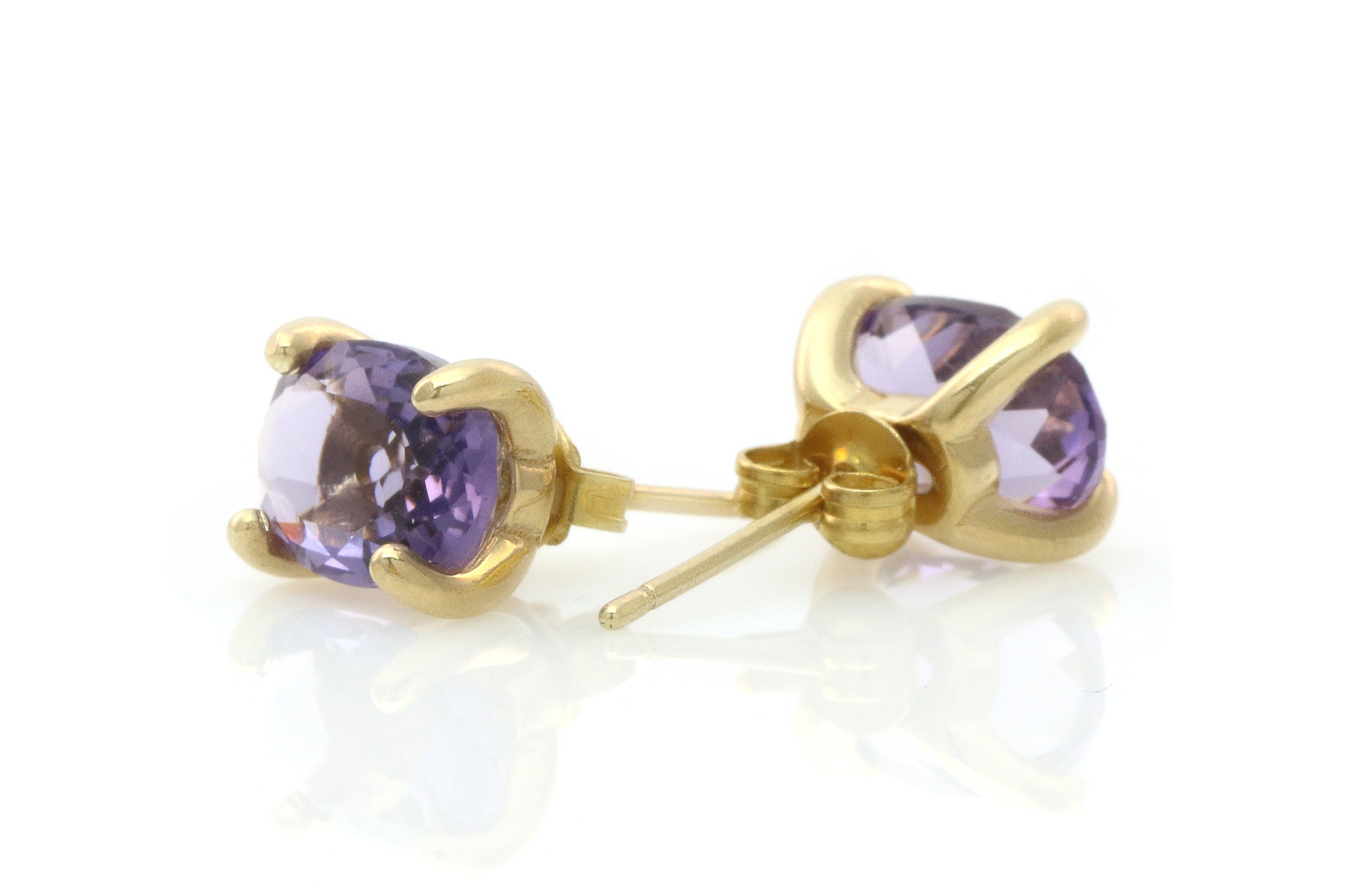 Rich Purple Amethyst Stud Gold Earrings Earrings Anemone Unique