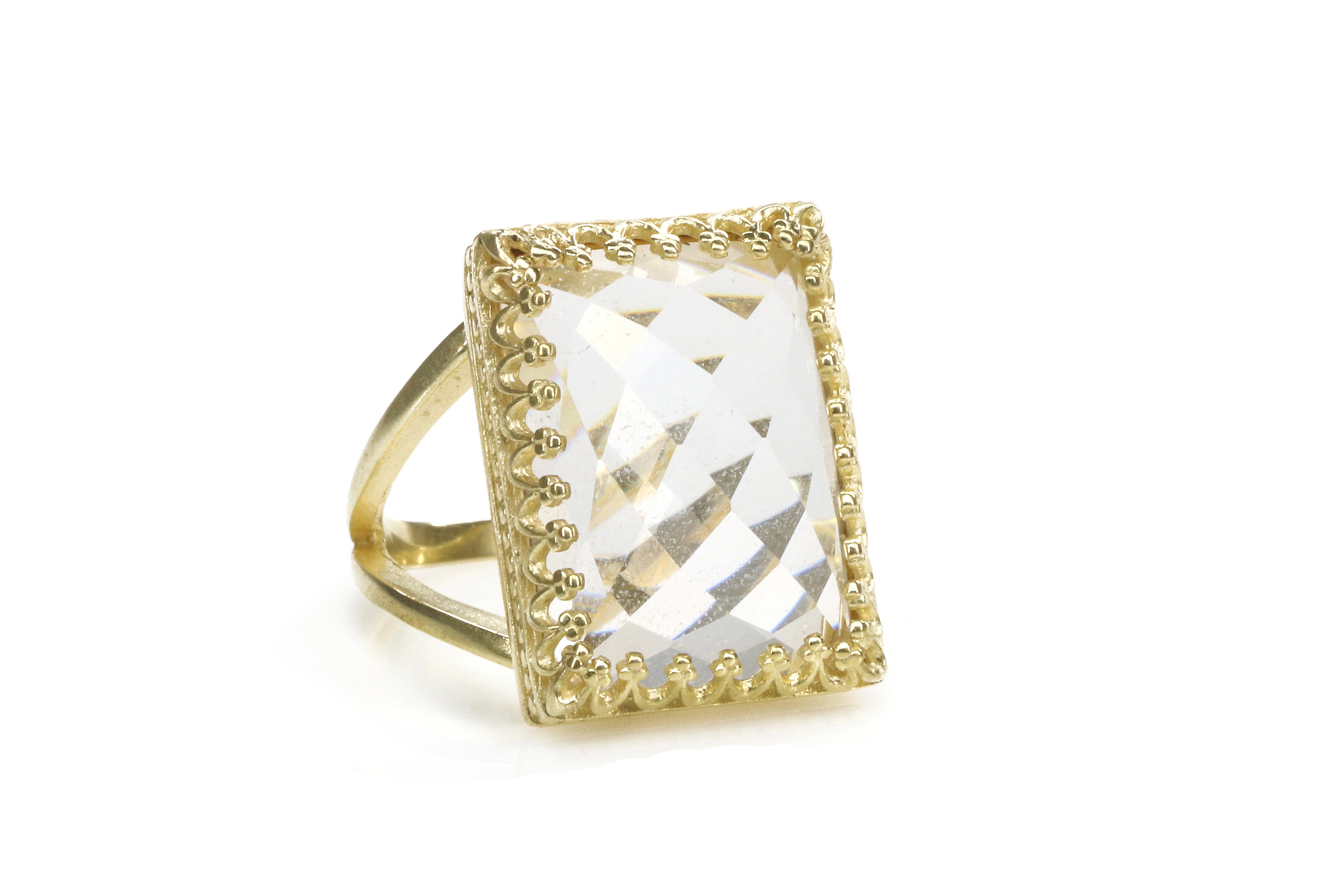 Crystal Quartz Jewelry with 14K Gold-filled Ring Band Rings Anemone Jewelry