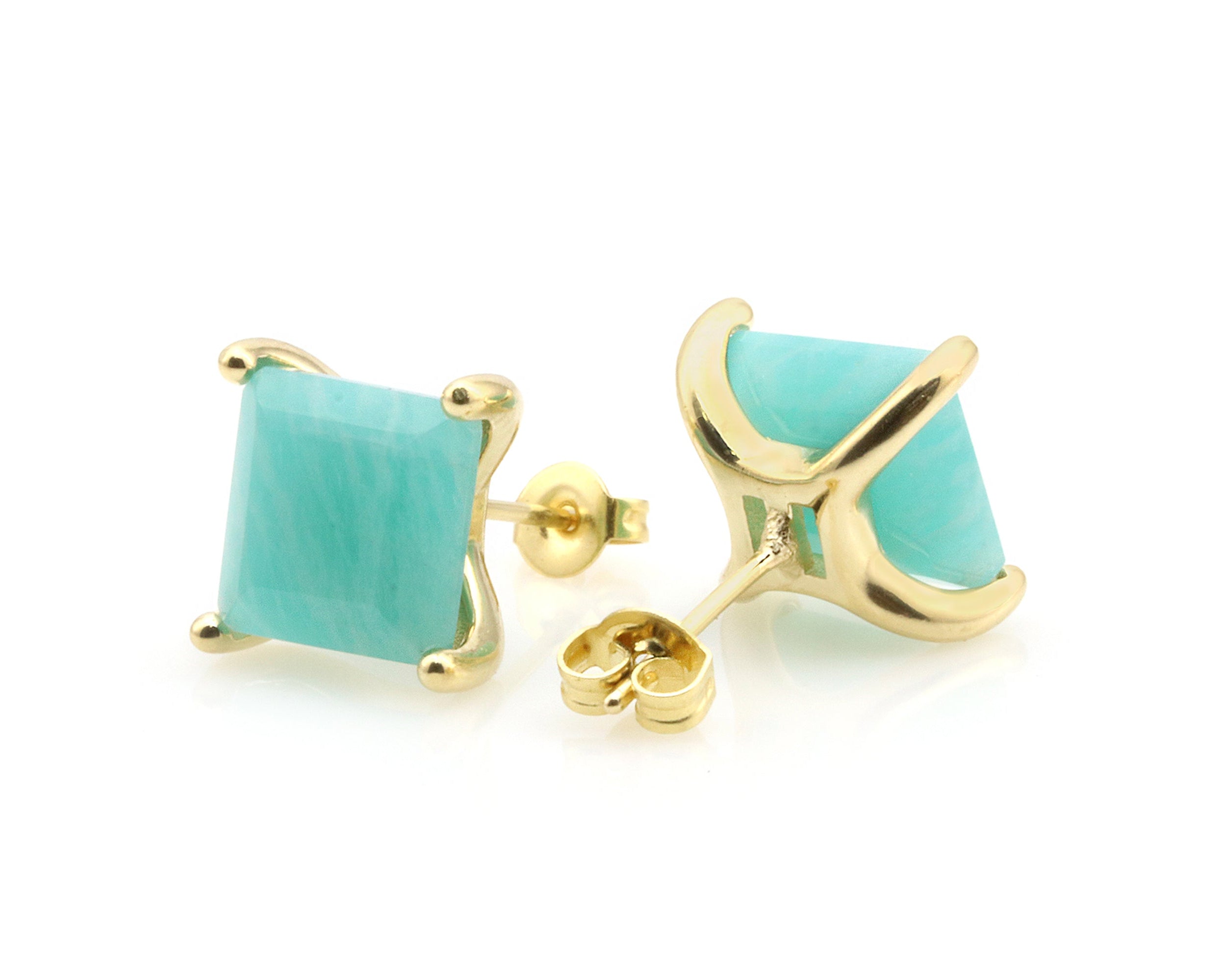 Amazing Amazonite Earrings in Gold Earrings Anemone Unique