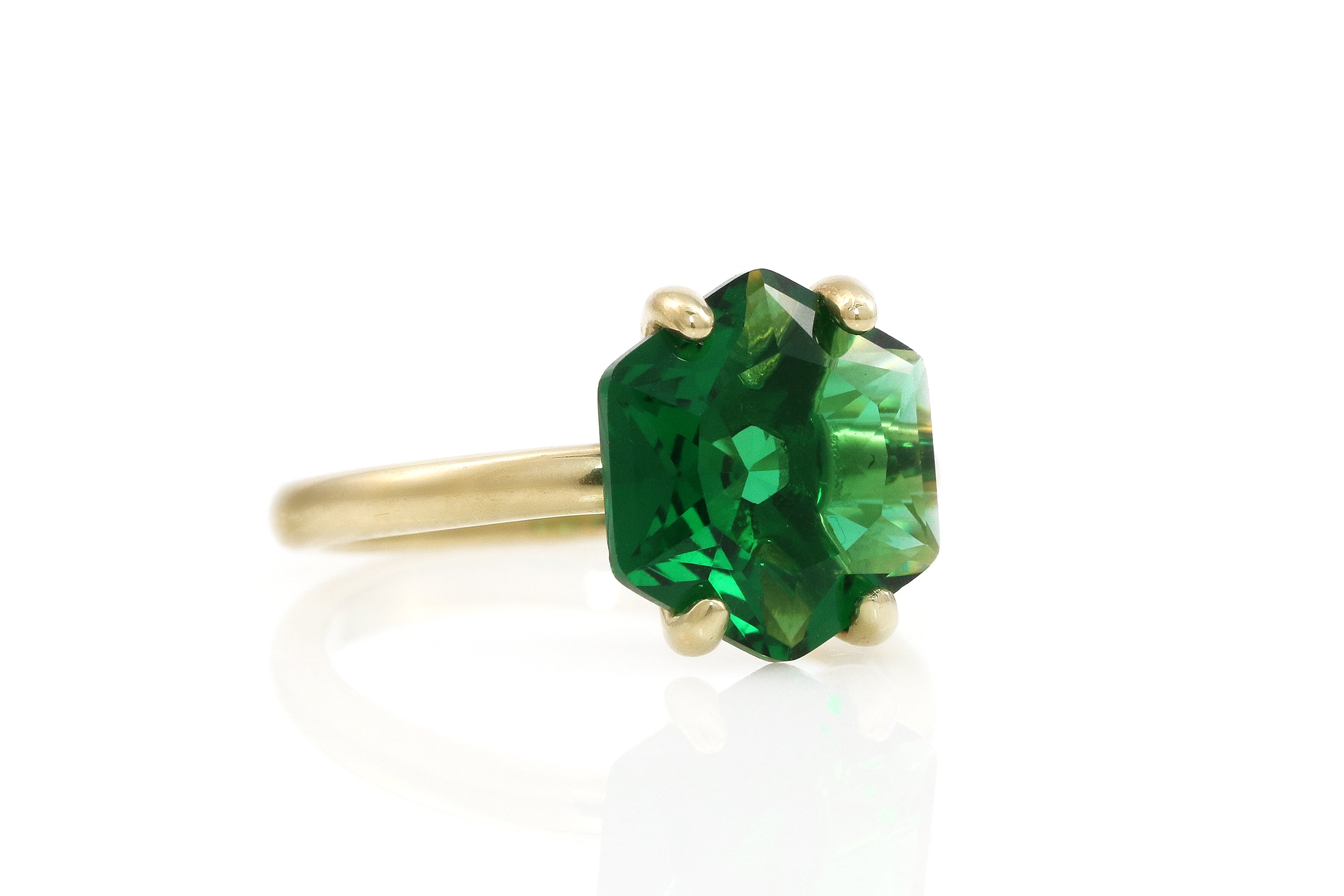 Hexagon Gold Emerald Gold Filled Ring Rings Anemone Unique