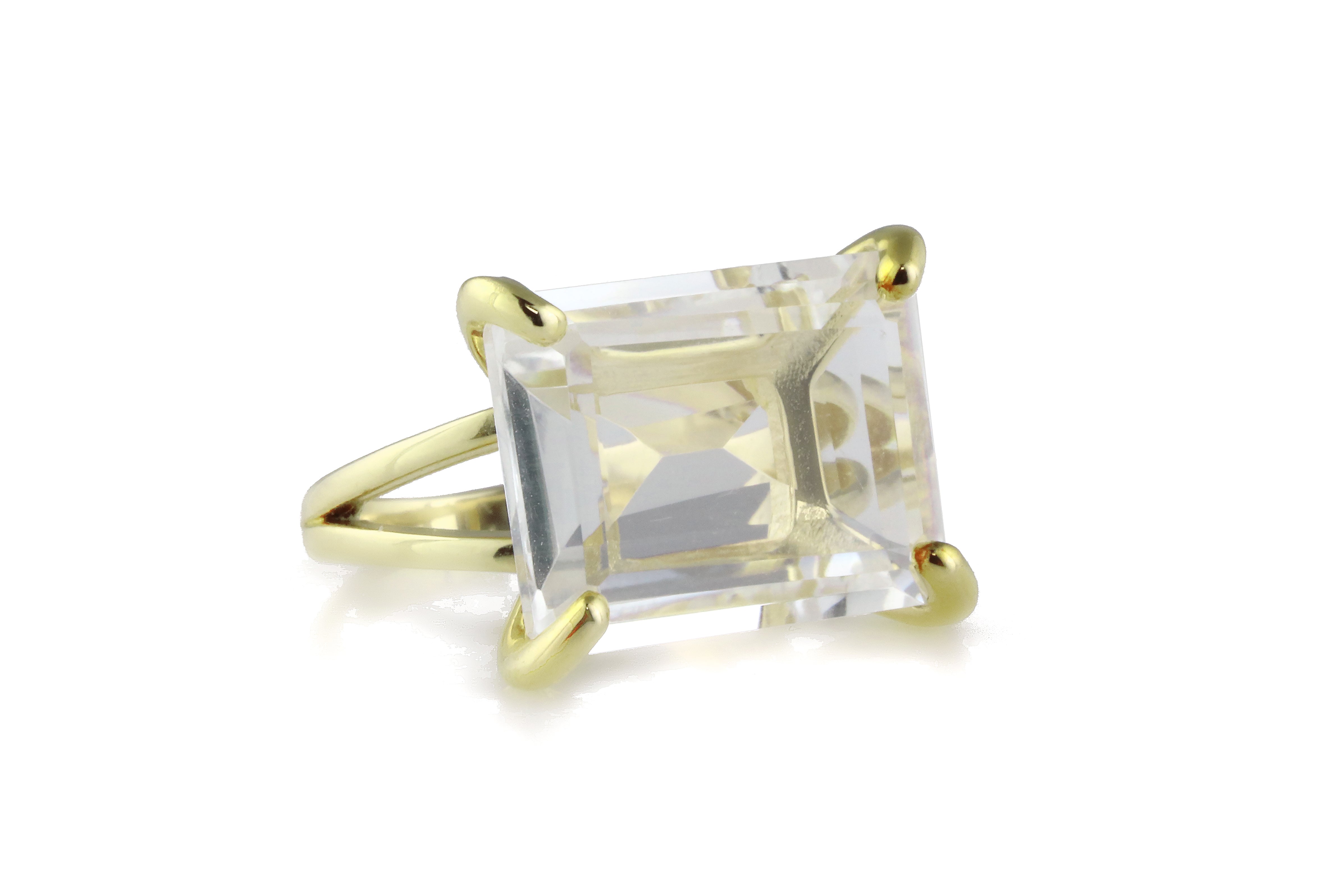 Clear Quartz Ring with 14k Gold-filled Ring Band Rings Anemone Jewelry