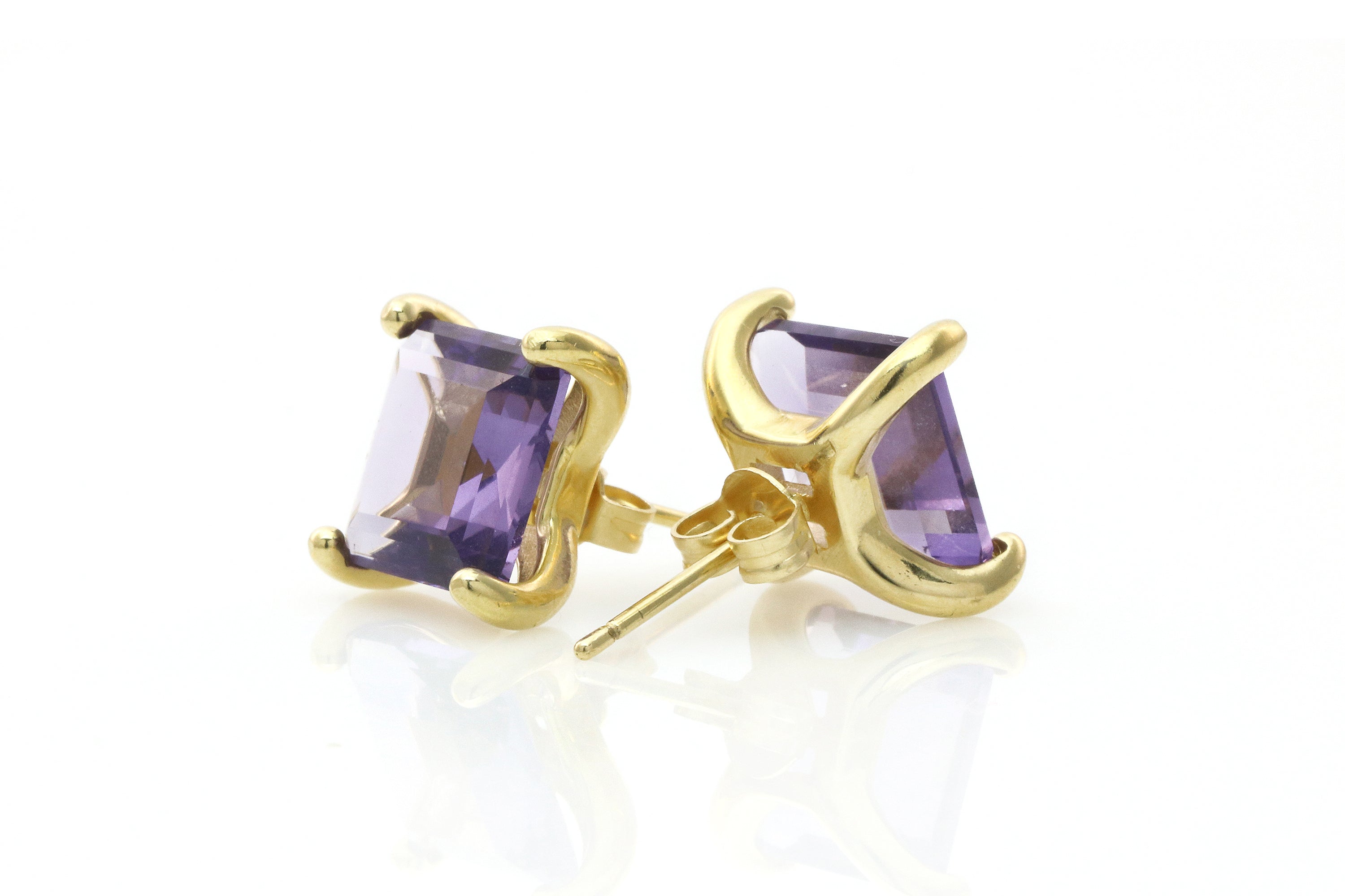 Princess Cut Amethyst Gold Filled Earrings Earrings Anemone Unique