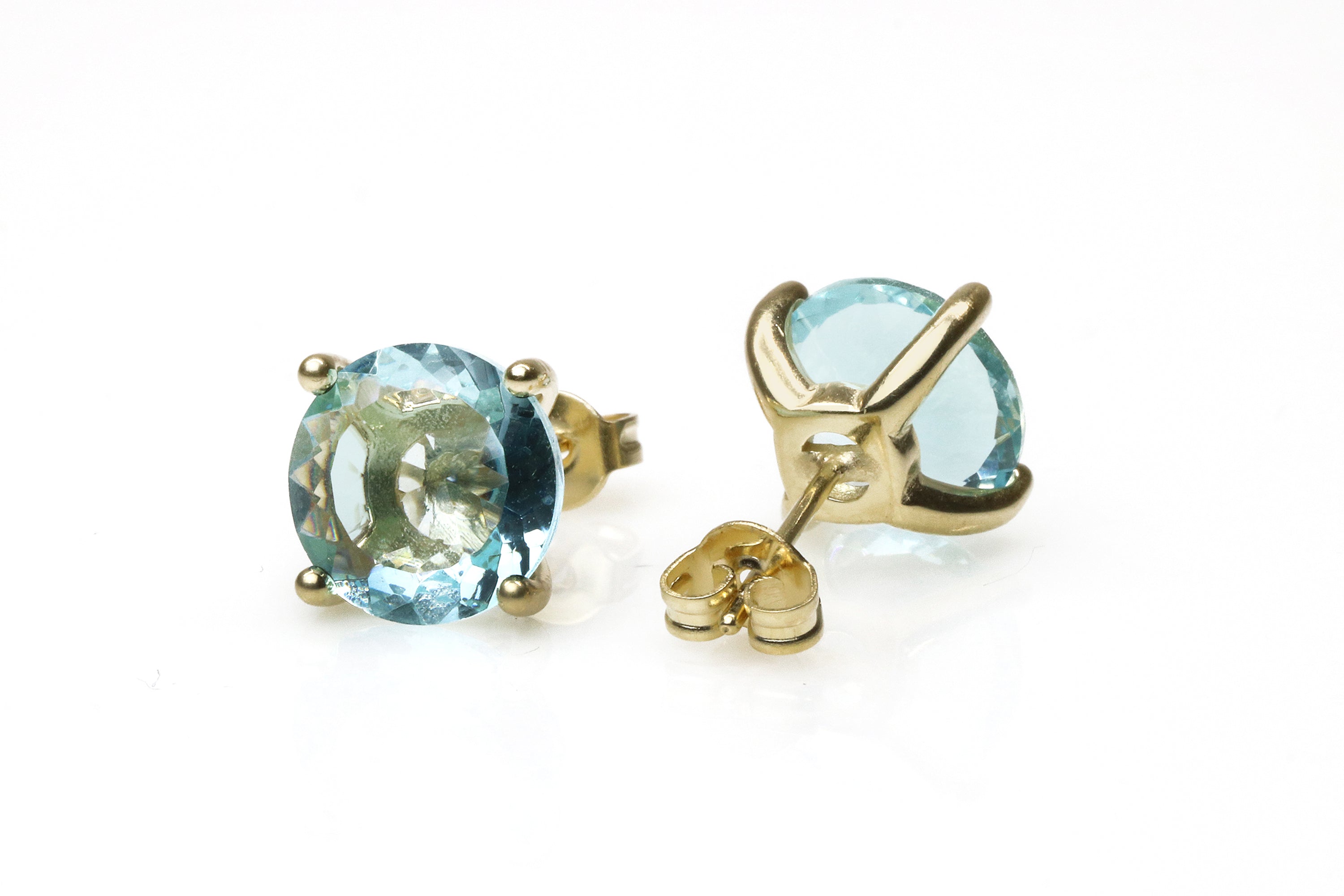 Round Blue Topaz Earrings in Gold Earrings Anemone Unique