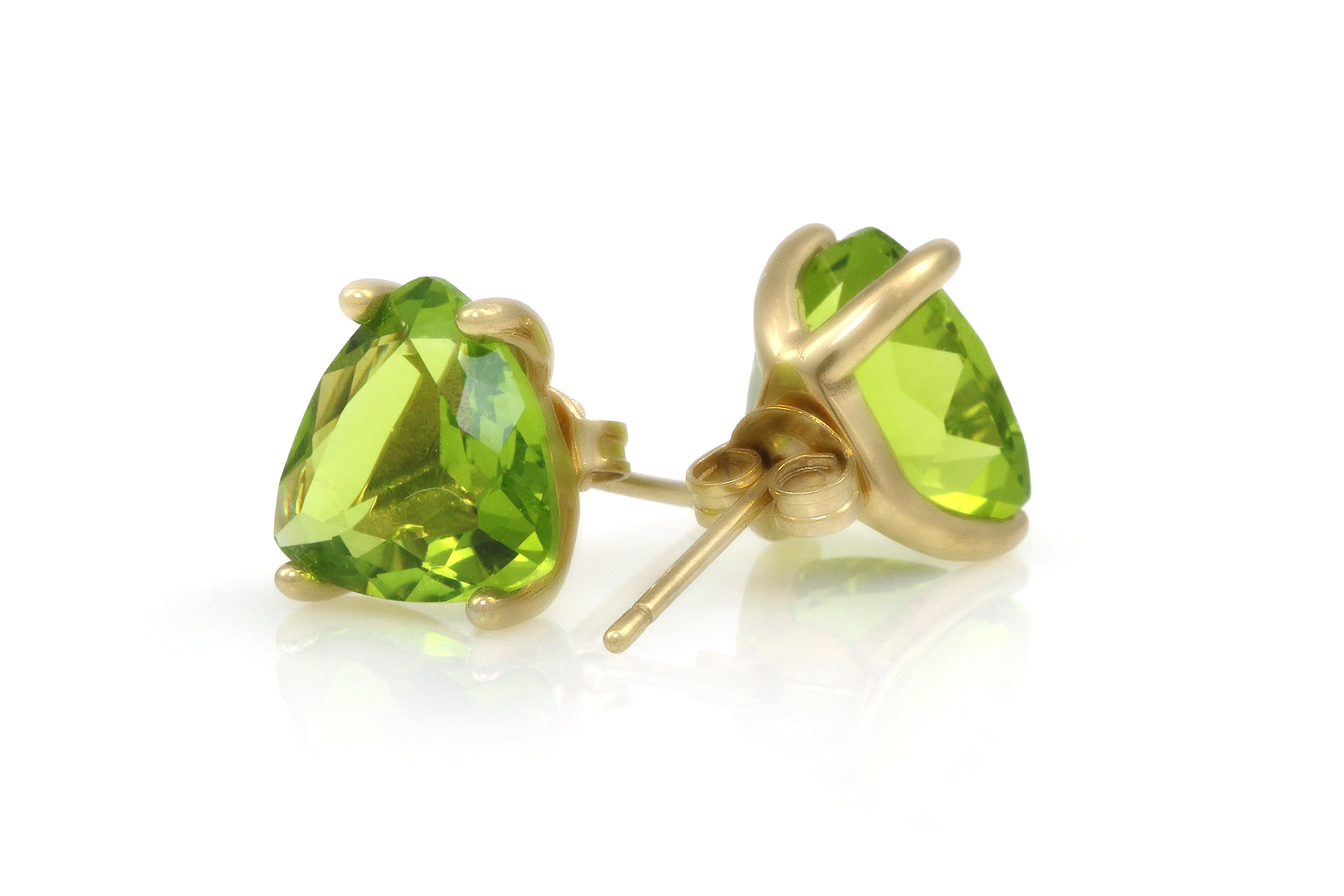 Trillion Peridot Earrings in Gold Earrings Anemone Unique