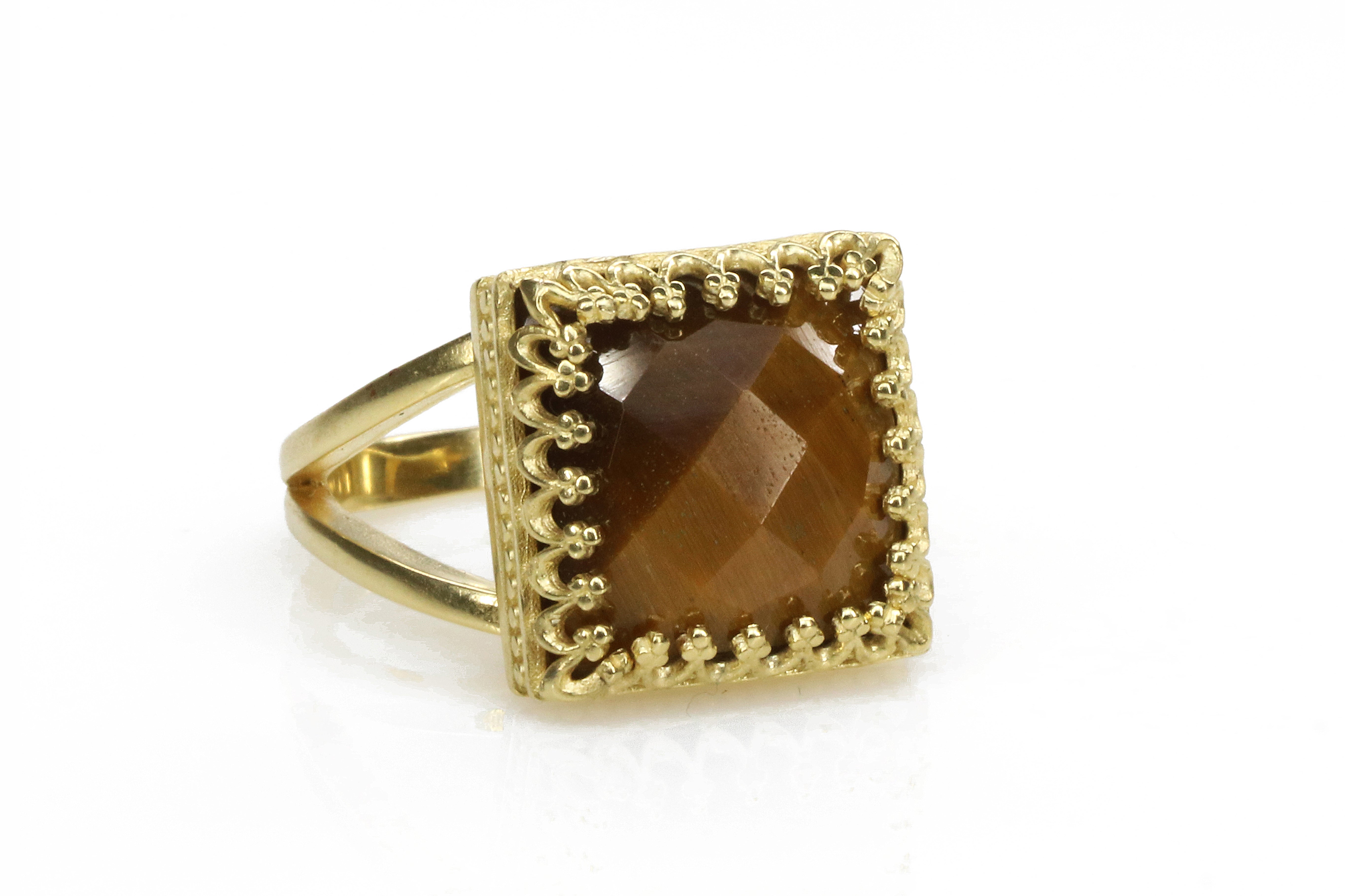 Tiger Eye Gemstone in 14k Gold Ring Rings Anemone Jewelry