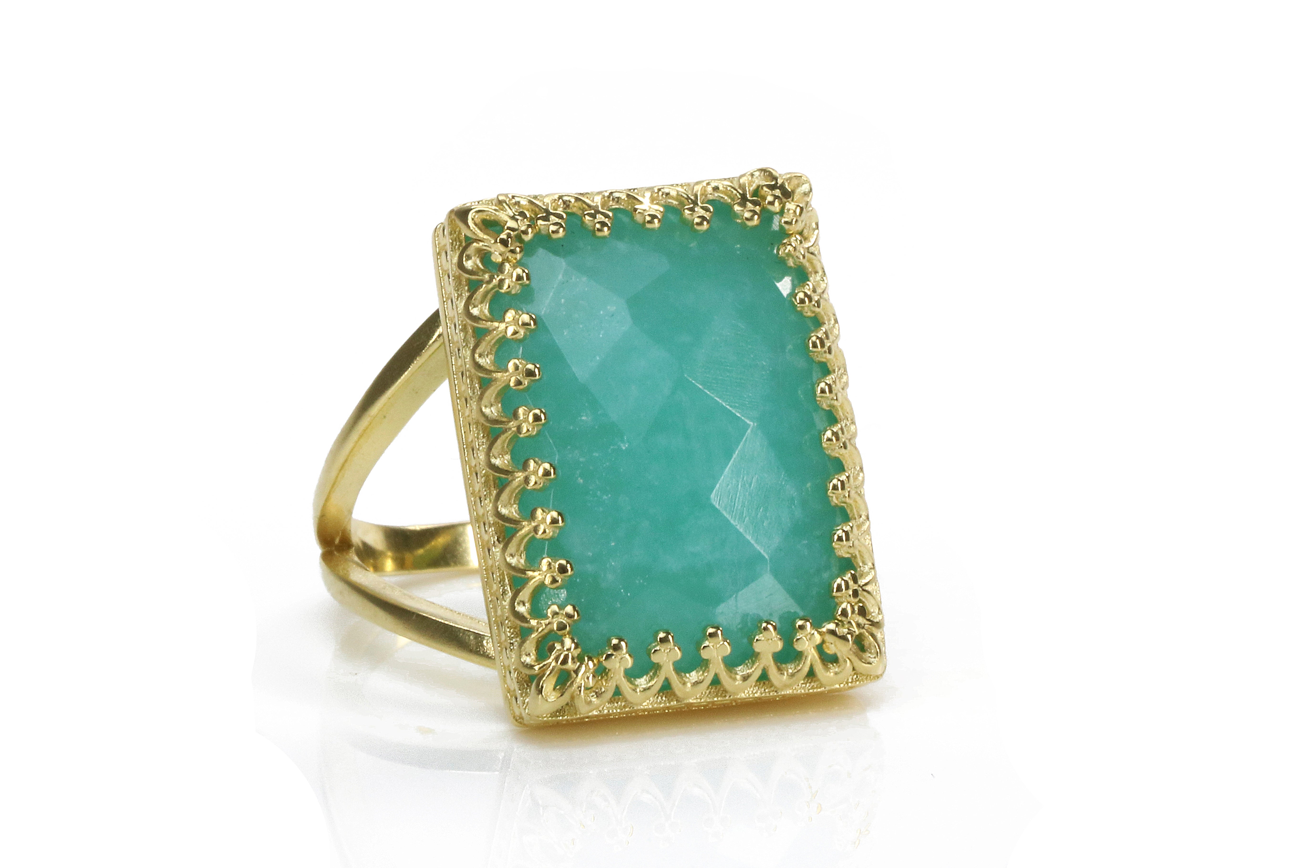 Exquisite Amazonite Ring with 14K Gold-filled Ring Band Rings Anemone Jewelry