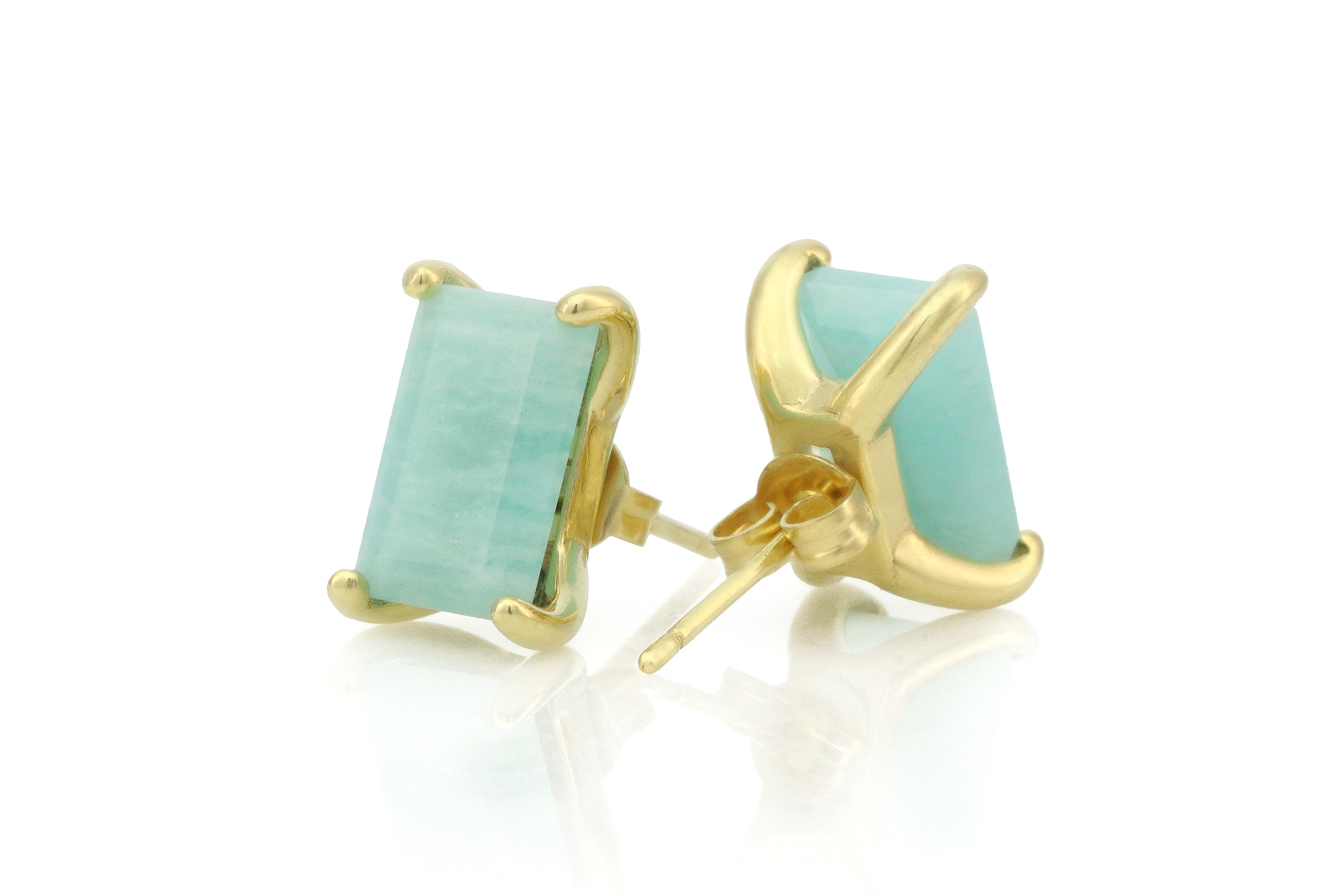 Gold Studs Simple Amazonite Earrings Earrings Anemone Unique