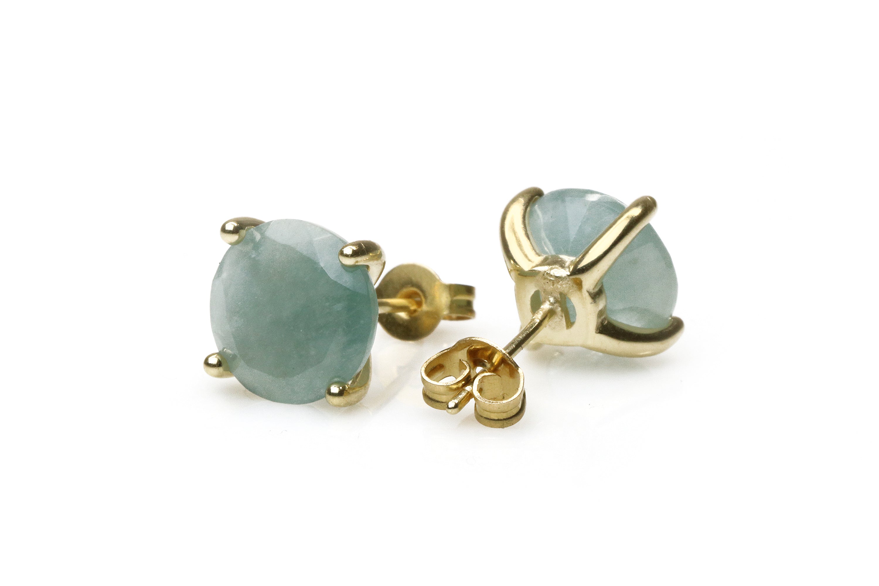 Gold Aquamarine Stud Earrings Earrings Anemone Unique