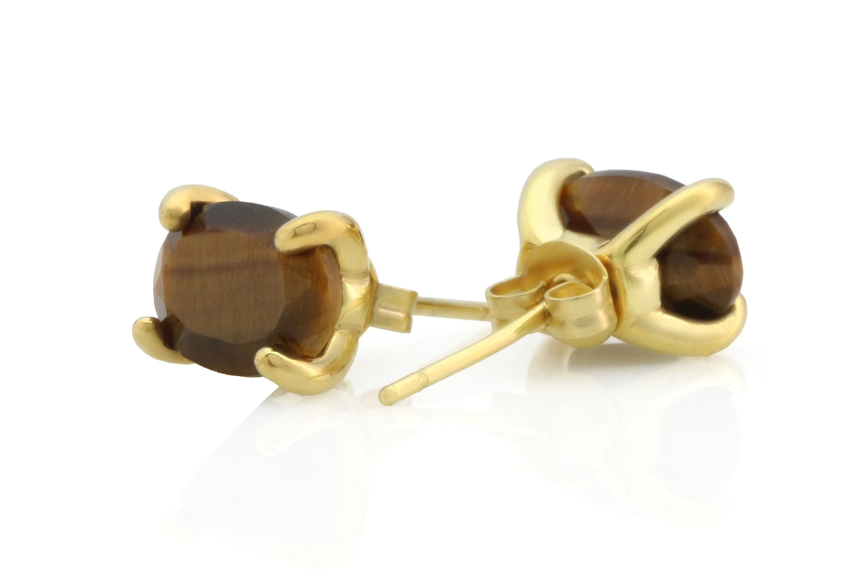 Unique Tiger Eye Stud Earrings in 14k Gold Earrings Anemone Unique
