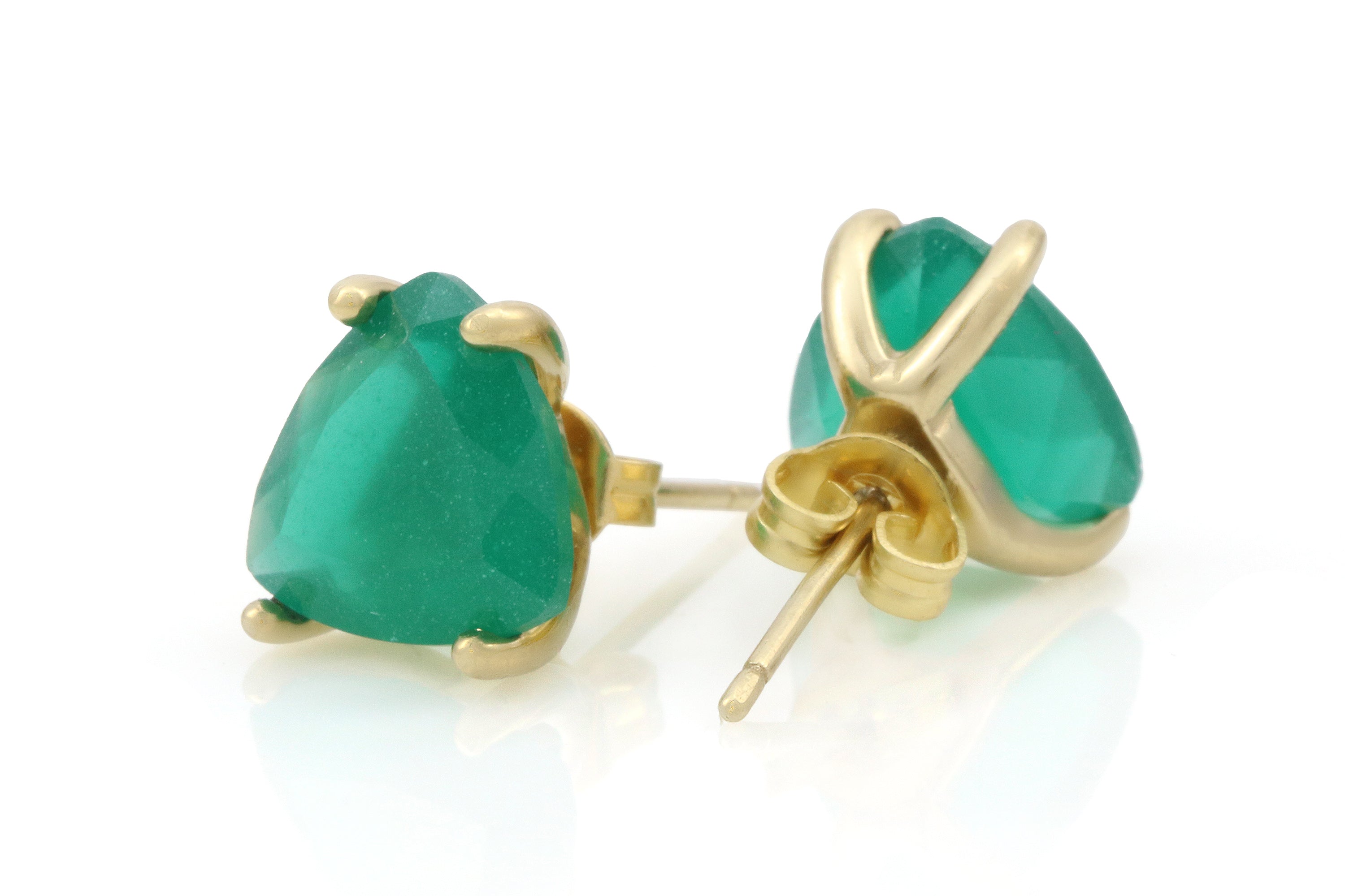 Trillion Green Onyx Gold Earrings Earrings Anemone Unique