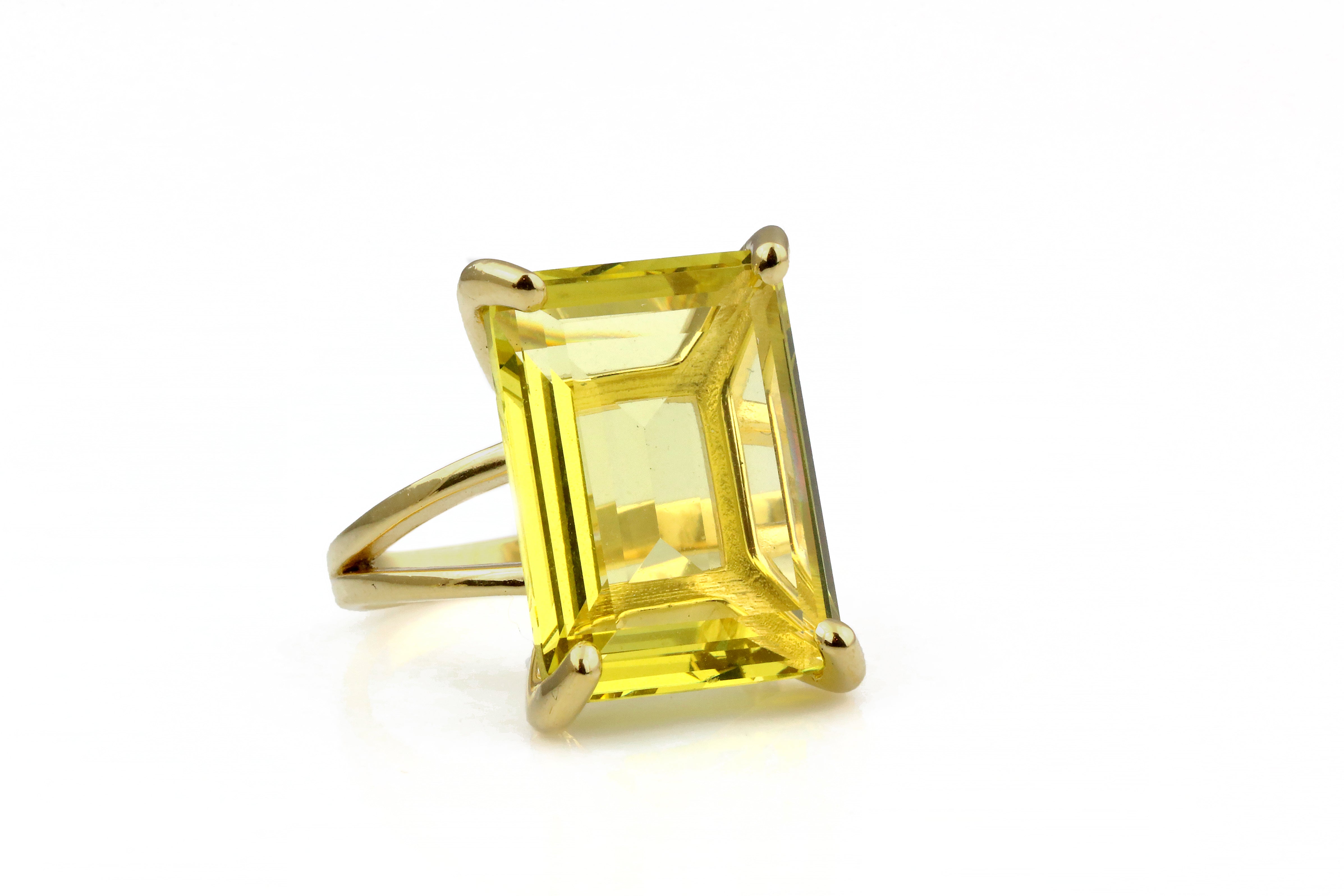 Rectangular Lemon Quartz in 14k Gold-filled Setting Rings Anemone Jewelry