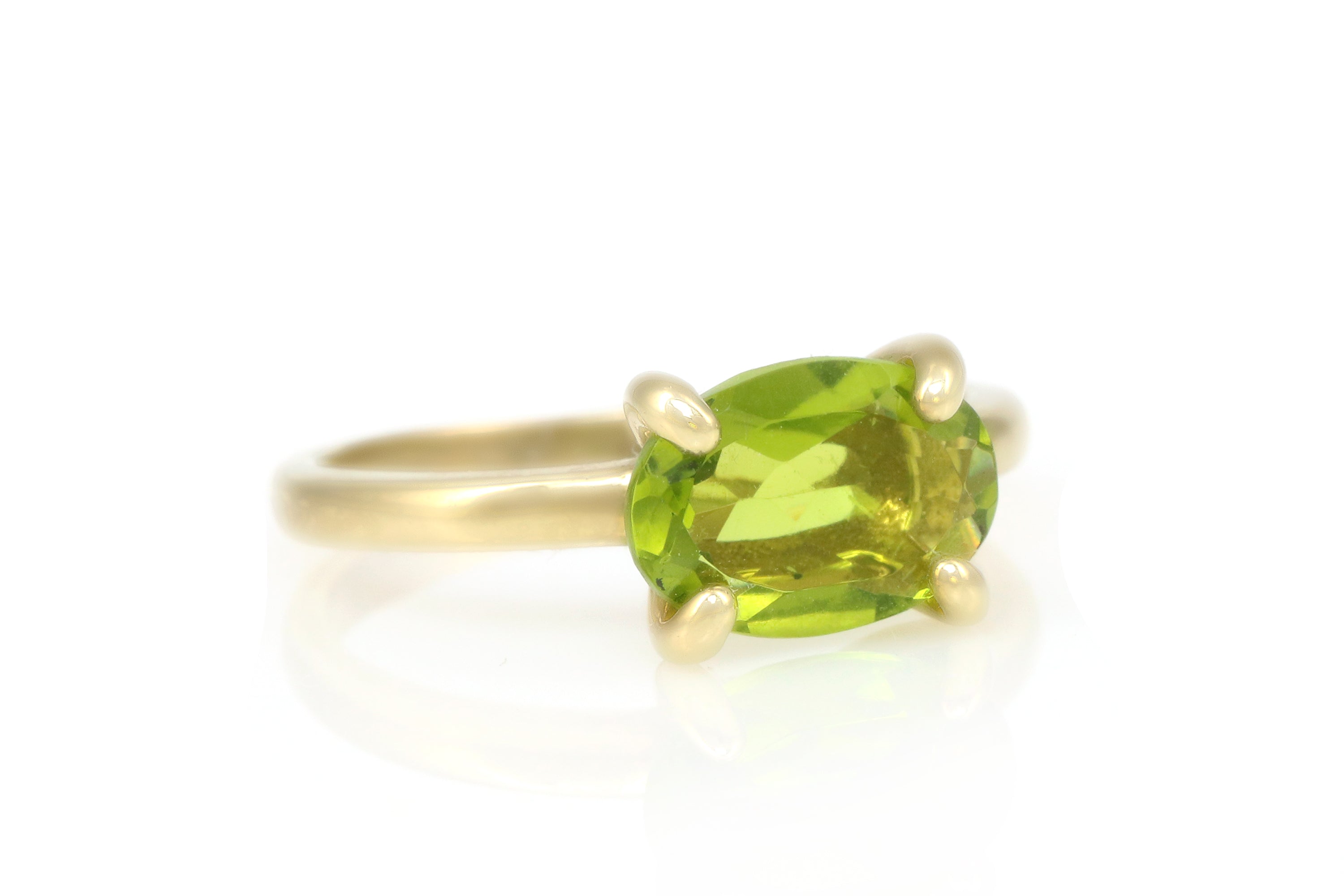 Solitaire Oval Peridot Gold Filled Ring Rings Anemone Unique