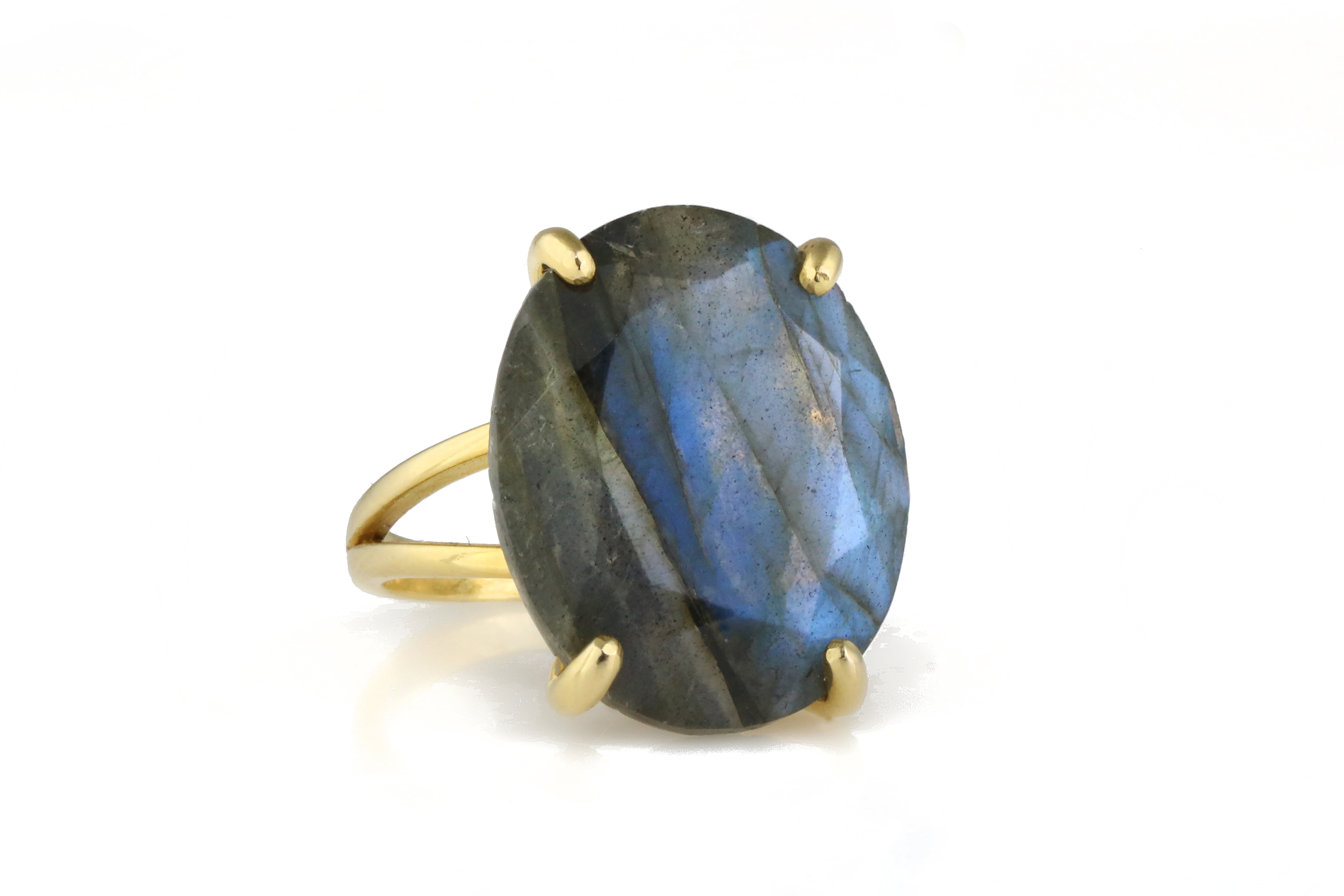 Sterling Silver Ring with Oval Labradorite Rings Anemone Jewelry