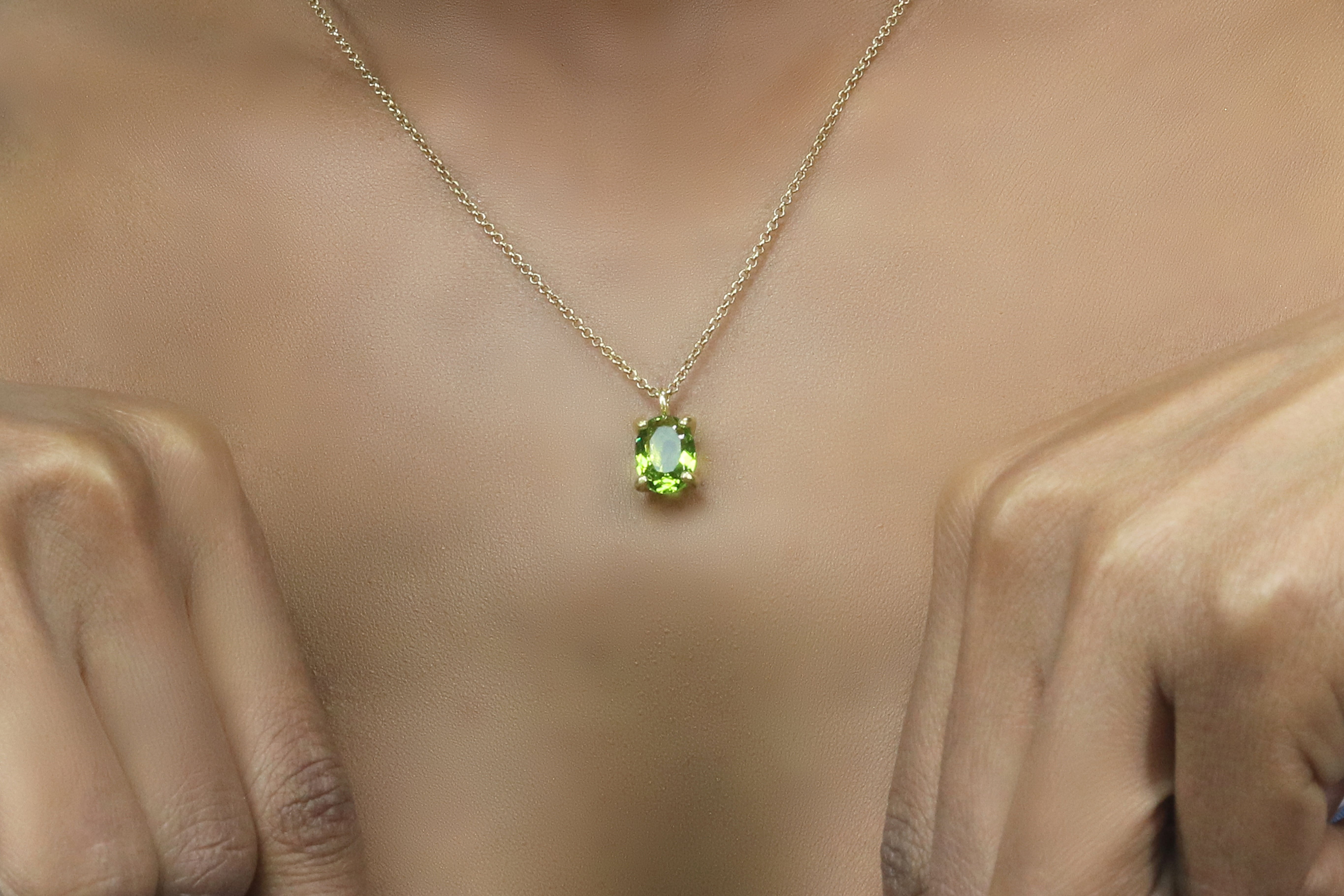Delicate Peridot 14k Gold Necklace necklaces Anemone Unique