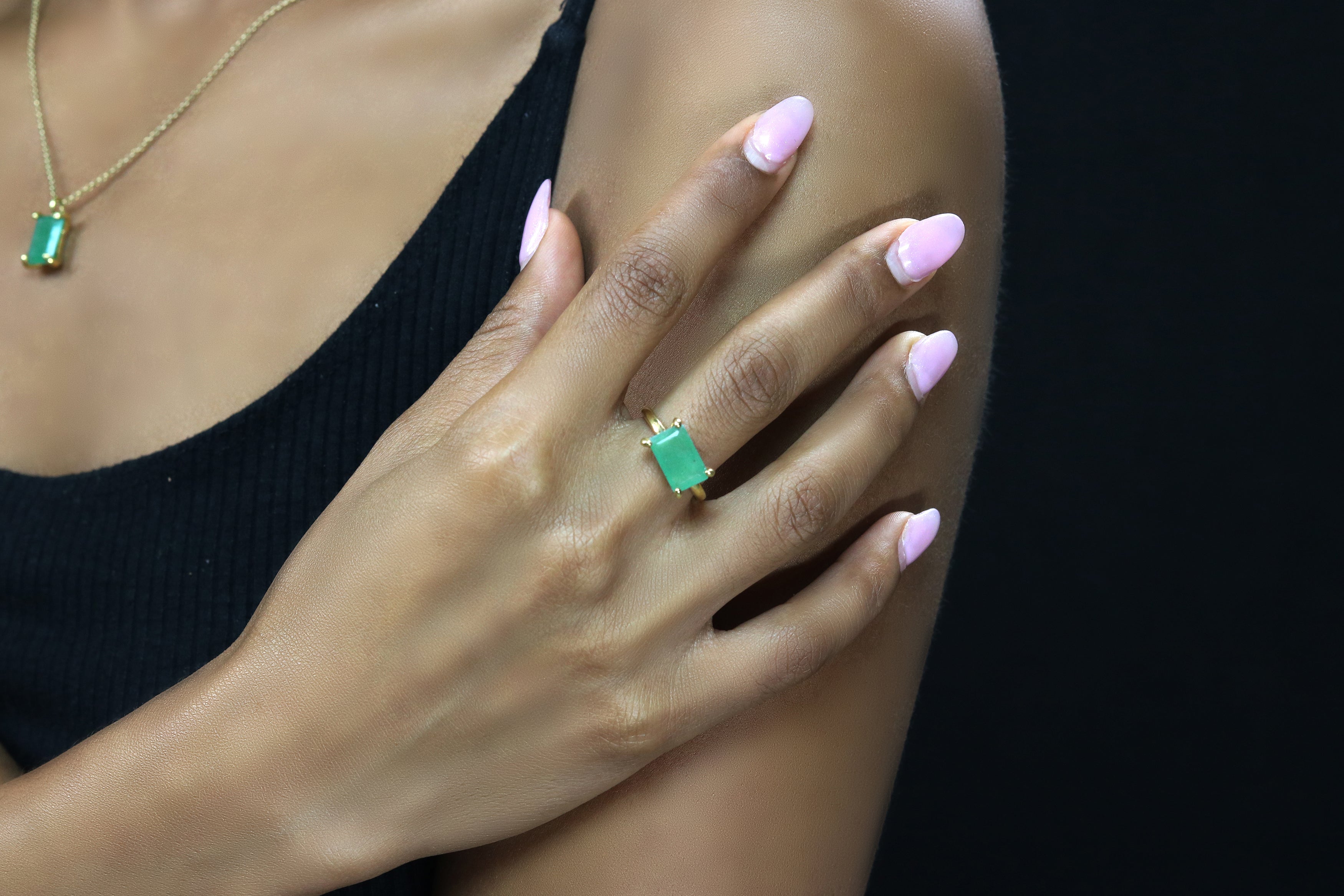 Dazzling Green Aventurine Ring in Gold Rings Anemone Unique
