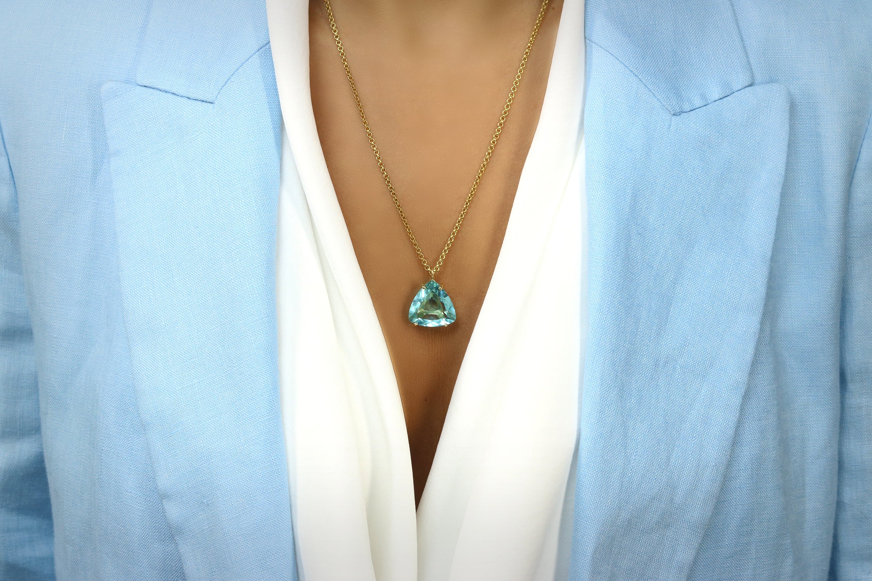 Trillion Blue Topaz Necklace necklaces Anemone Jewelry