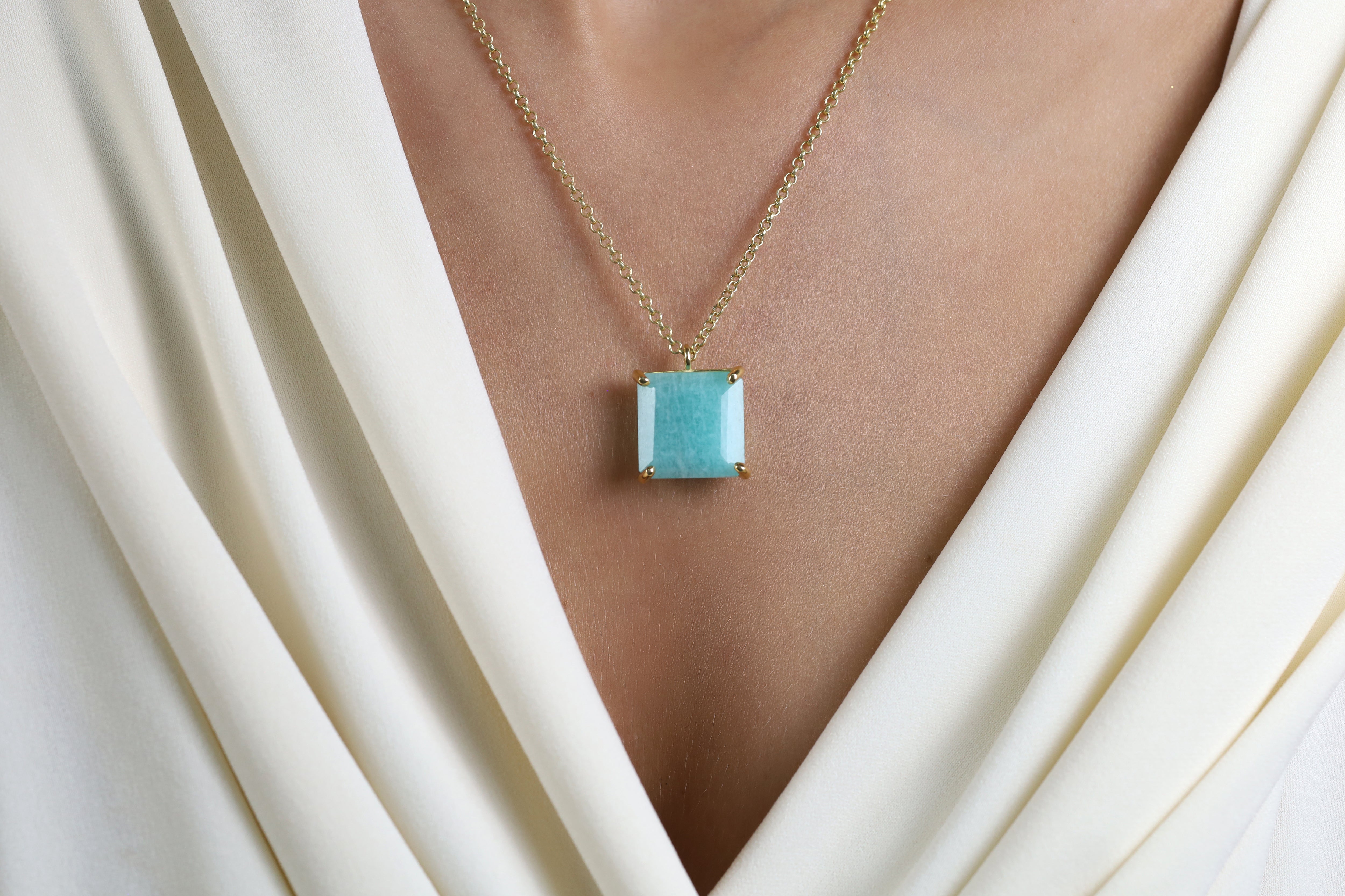 Stylish Natural Amazonite Gemstone Necklace necklaces Anemone Jewelry