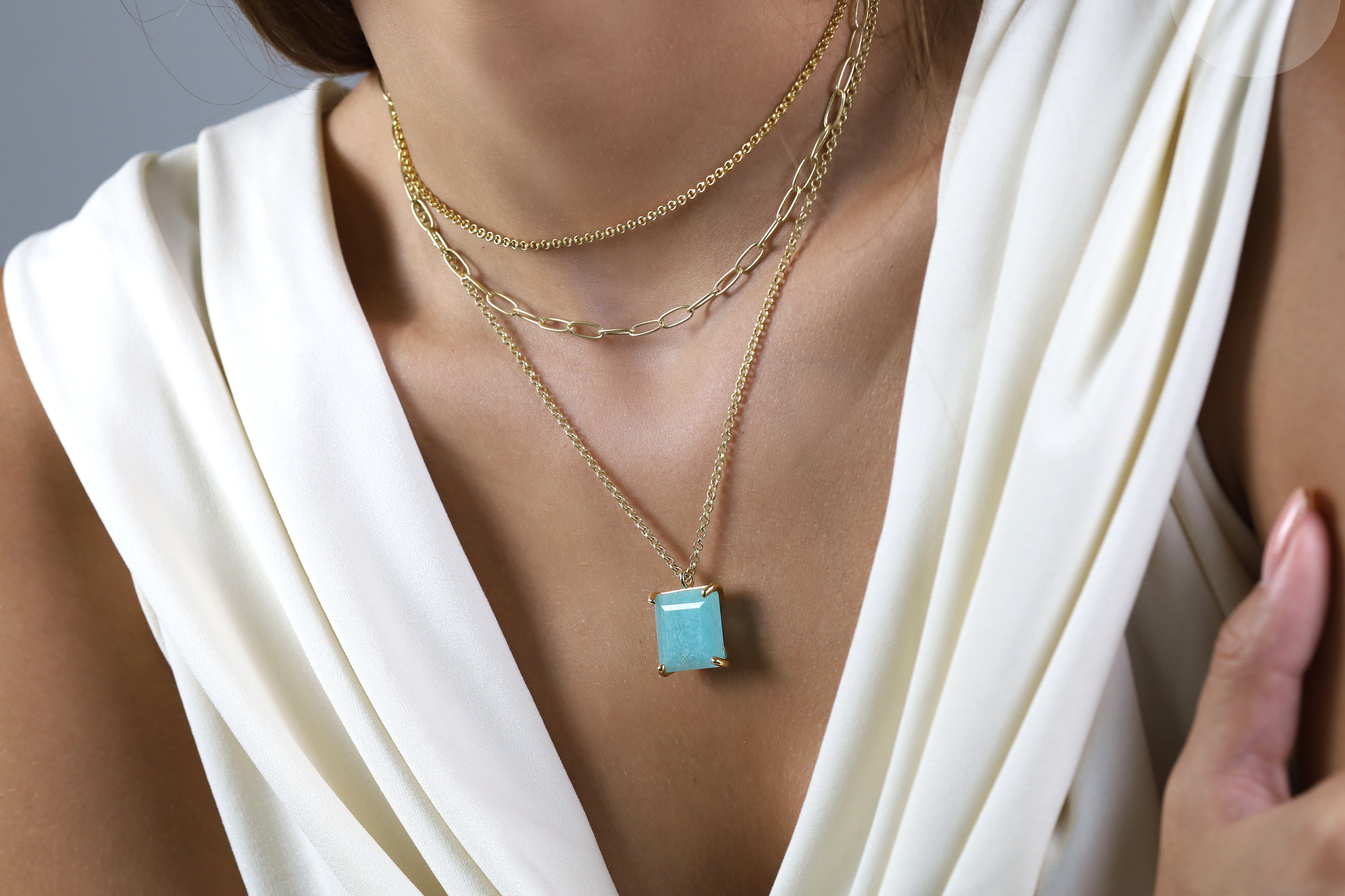 Stylish Natural Amazonite Gemstone Necklace necklaces Anemone Jewelry