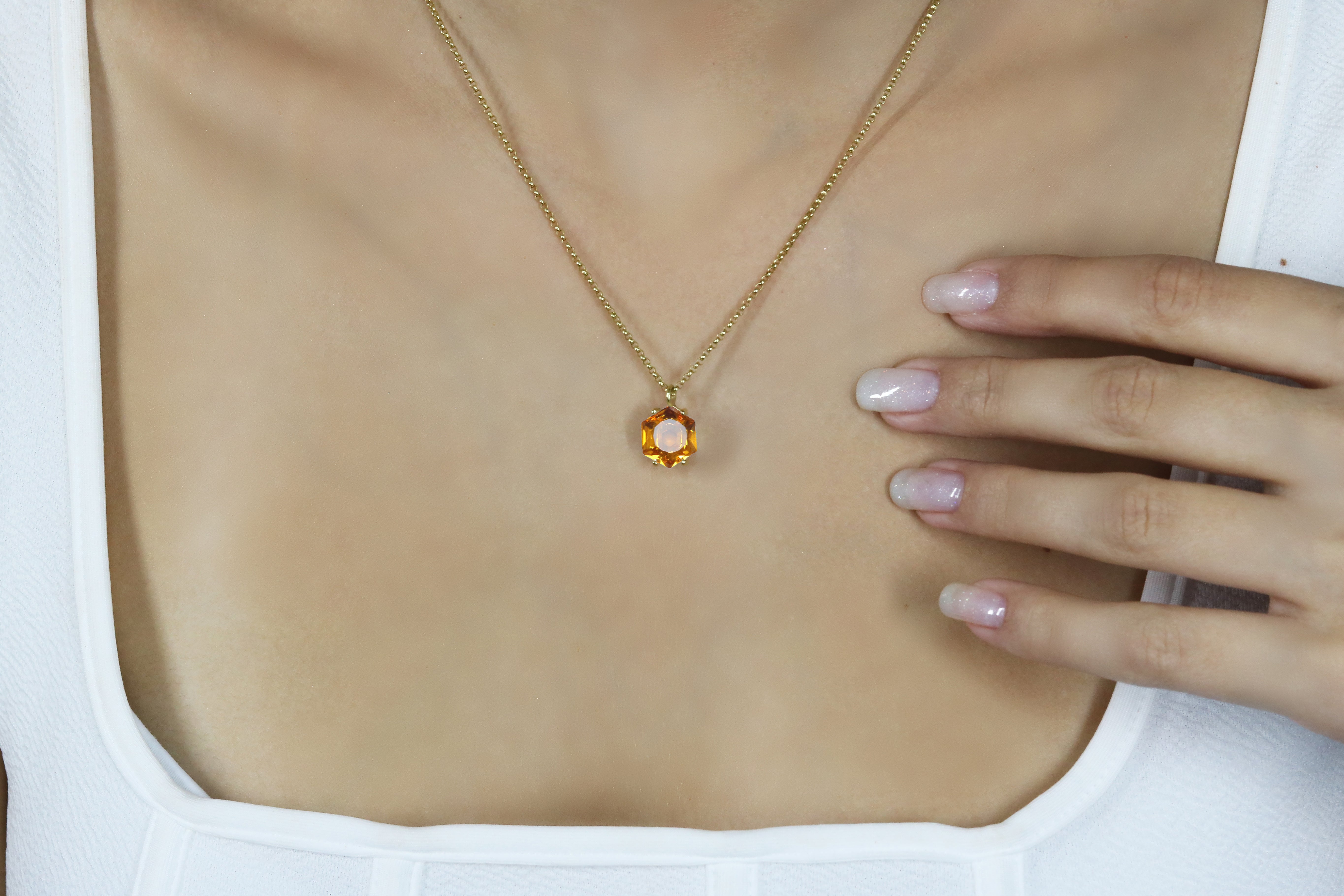 Unique Citrine Pendant Gold Necklace necklaces Anemone Unique