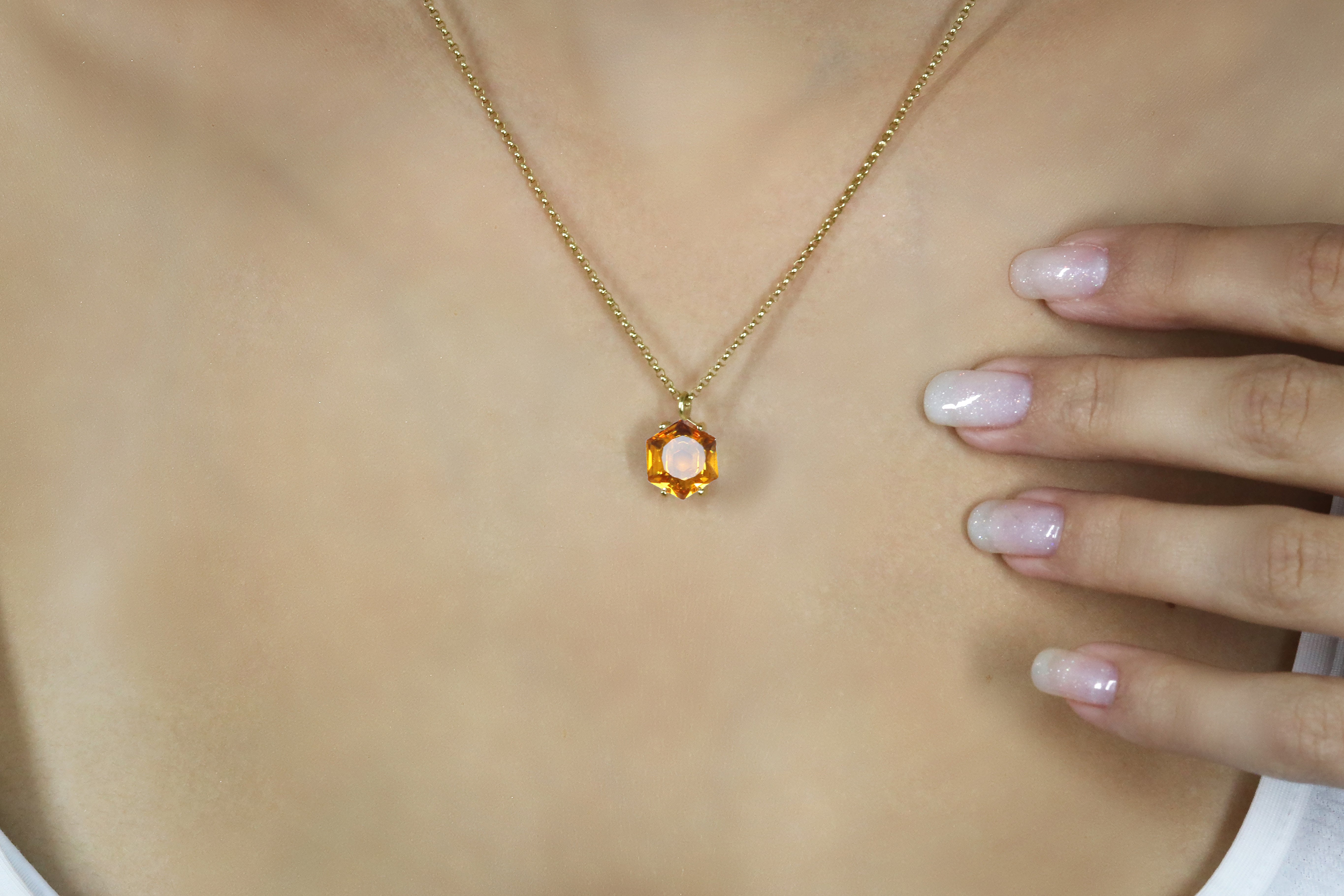 Unique Citrine Pendant Gold Necklace necklaces Anemone Unique