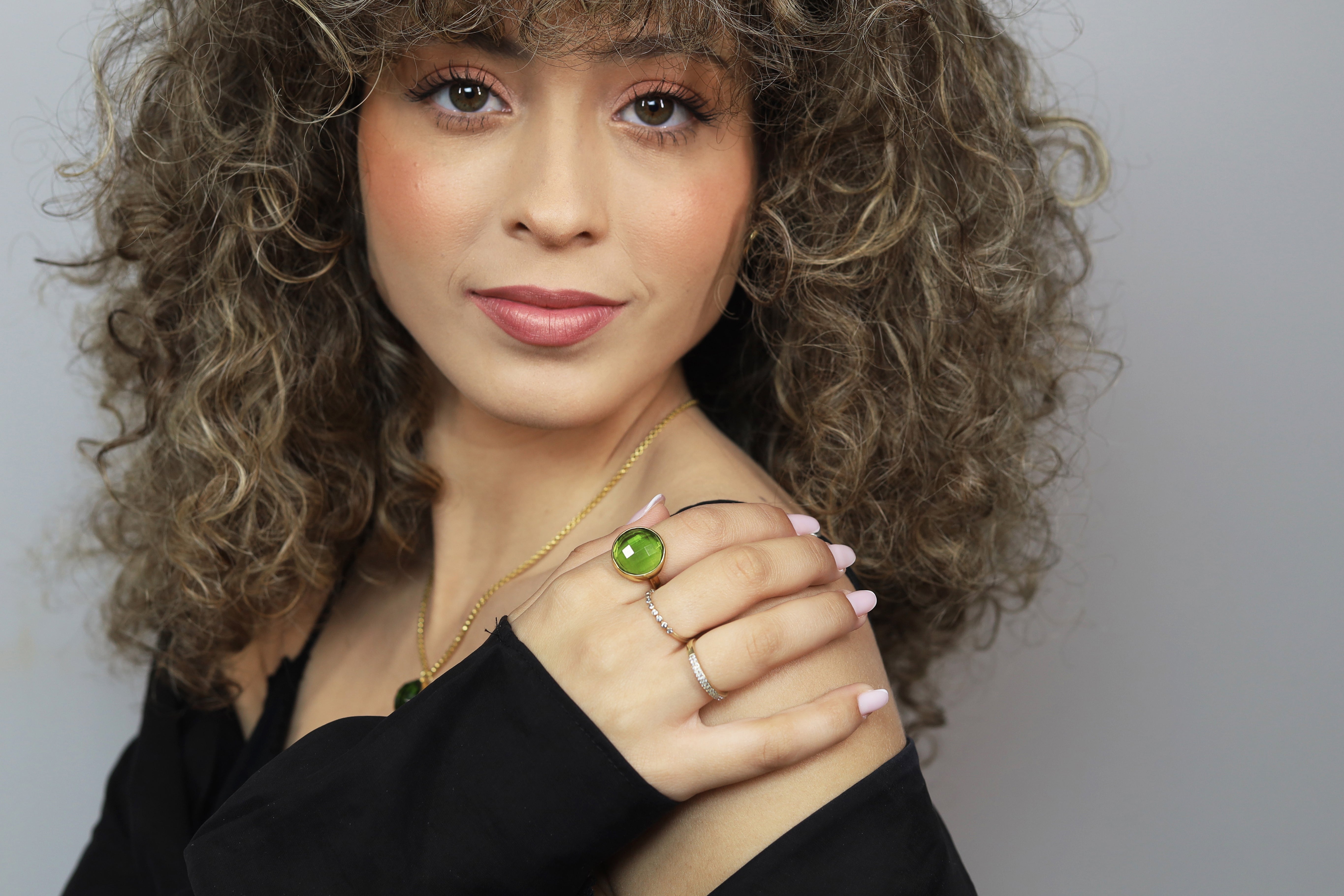 Rose Gold Bezel Set Peridot Statement Ring Rings Anemone Limited